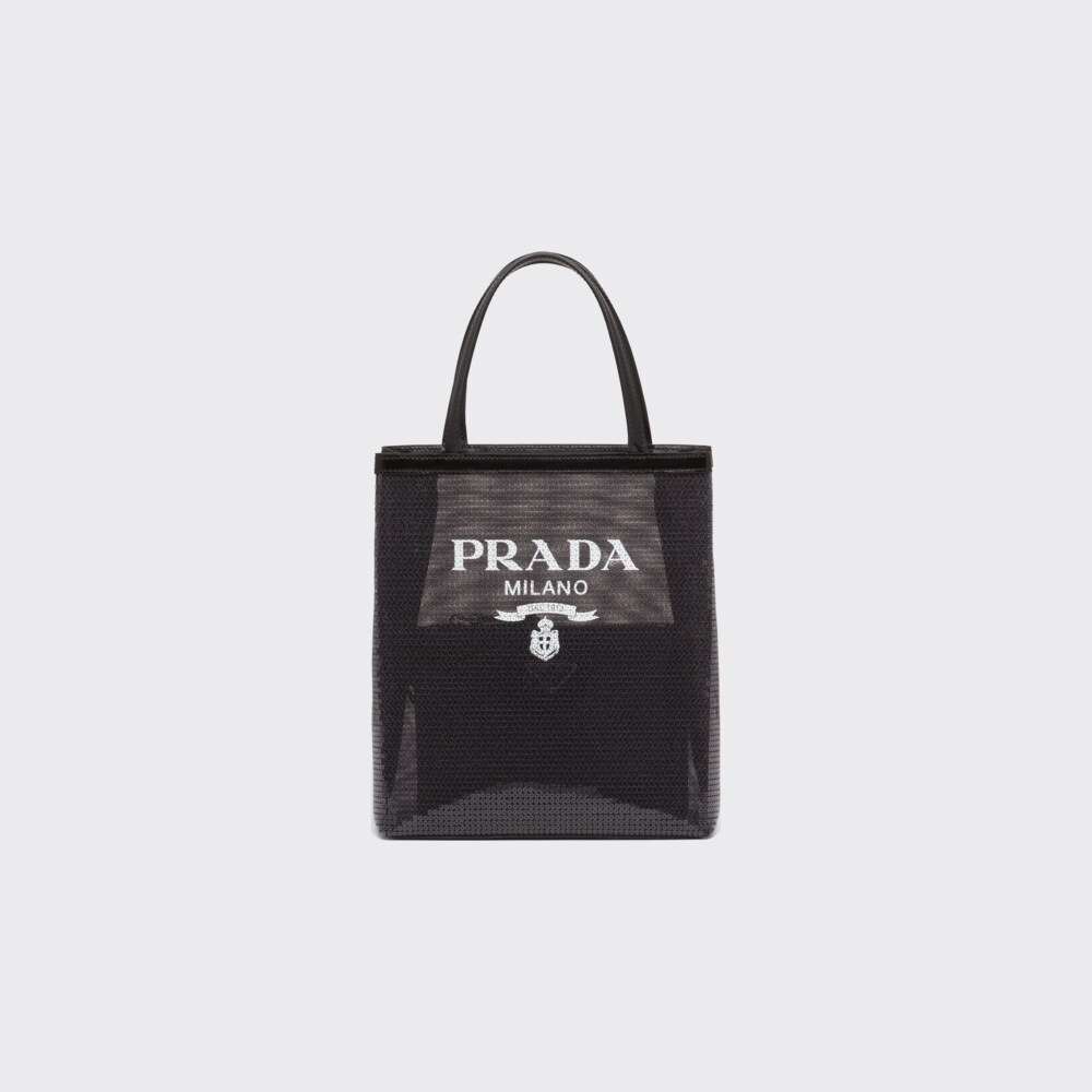 Prada Small sequined mesh tote bag