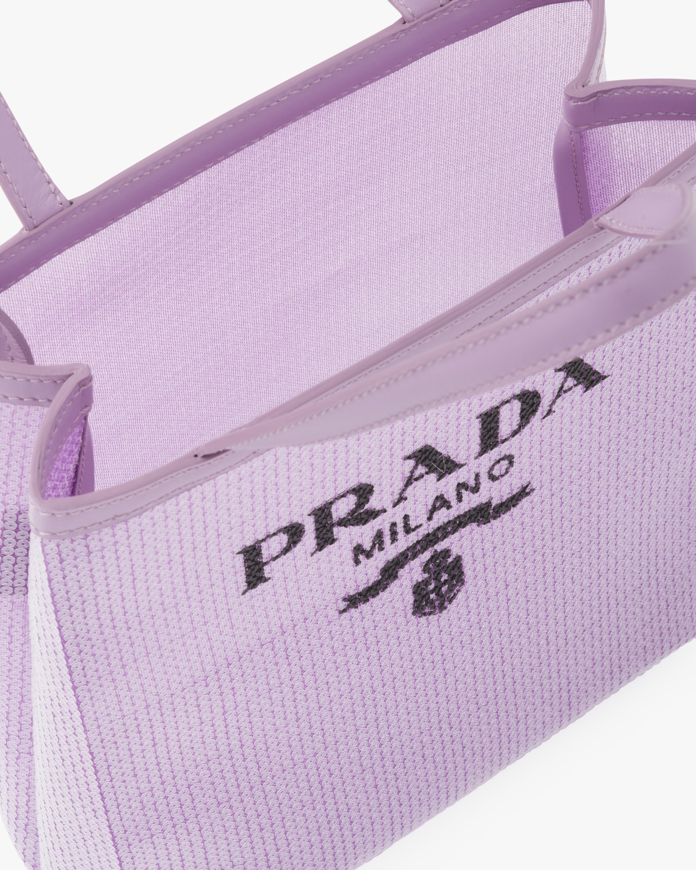 prada small sequined mesh tote bag