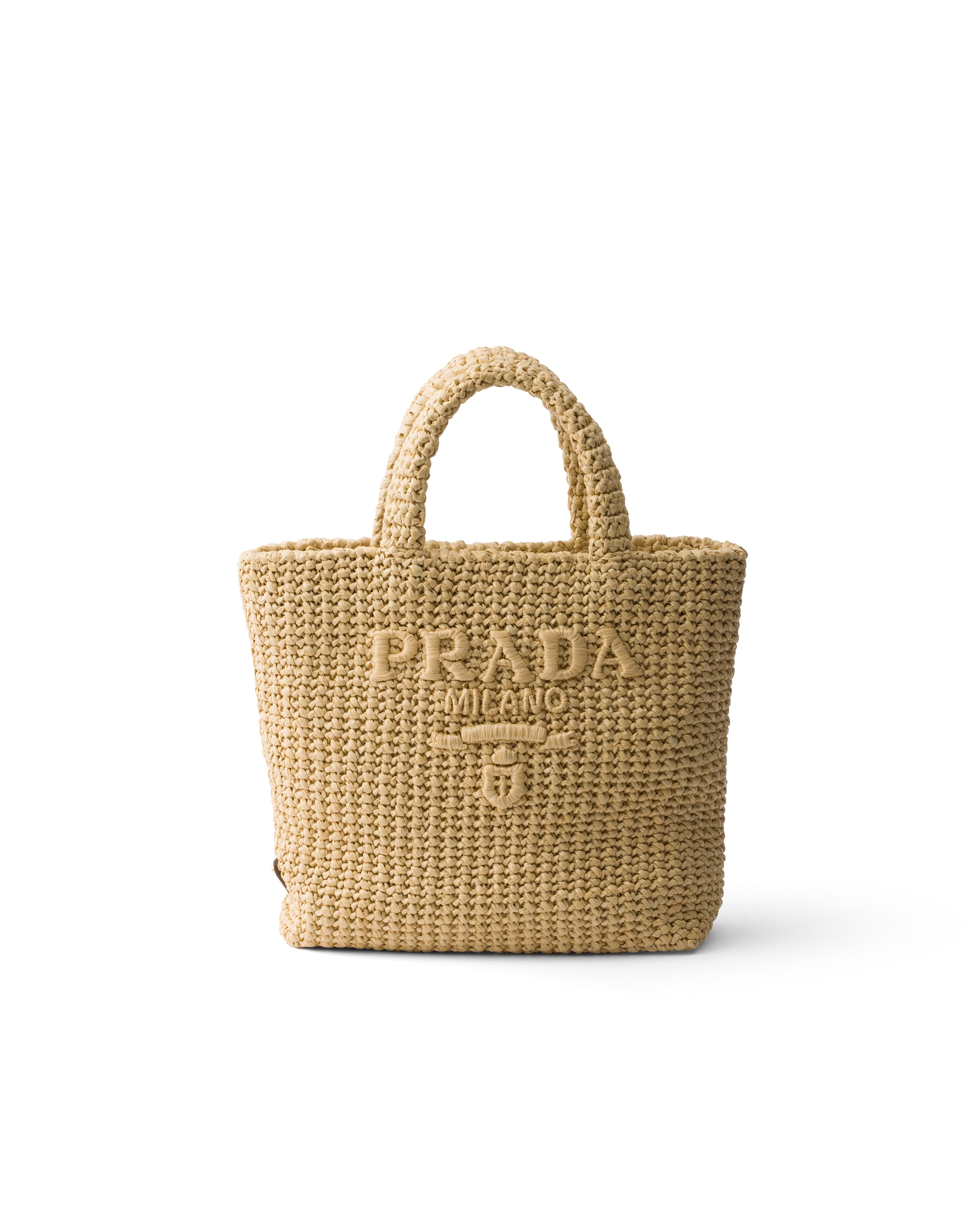 Prada Small Crochet Tote Bag, Woman, Tan