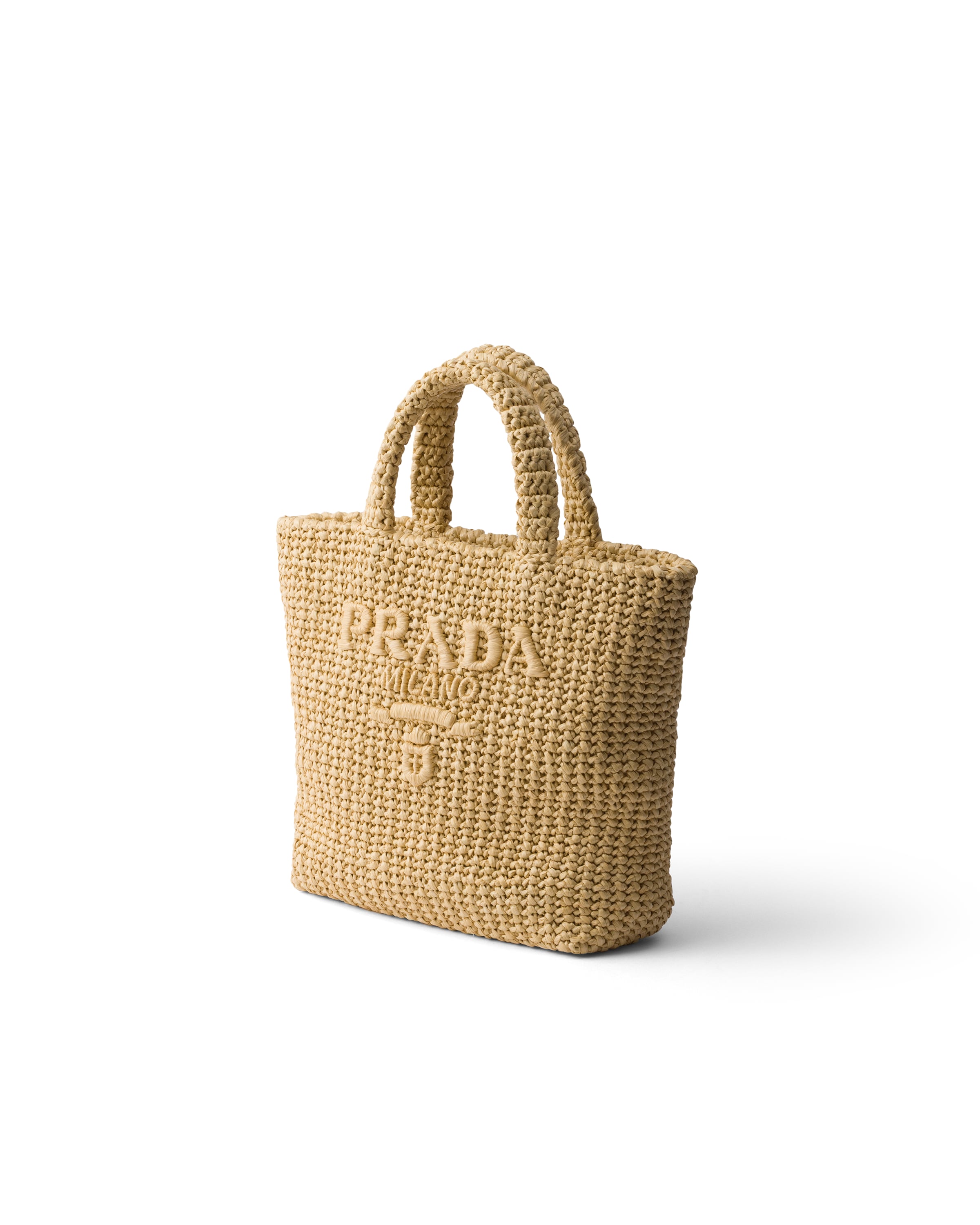 Prada Raffia Shoulder Bag Featuring Woven Texture In Orange