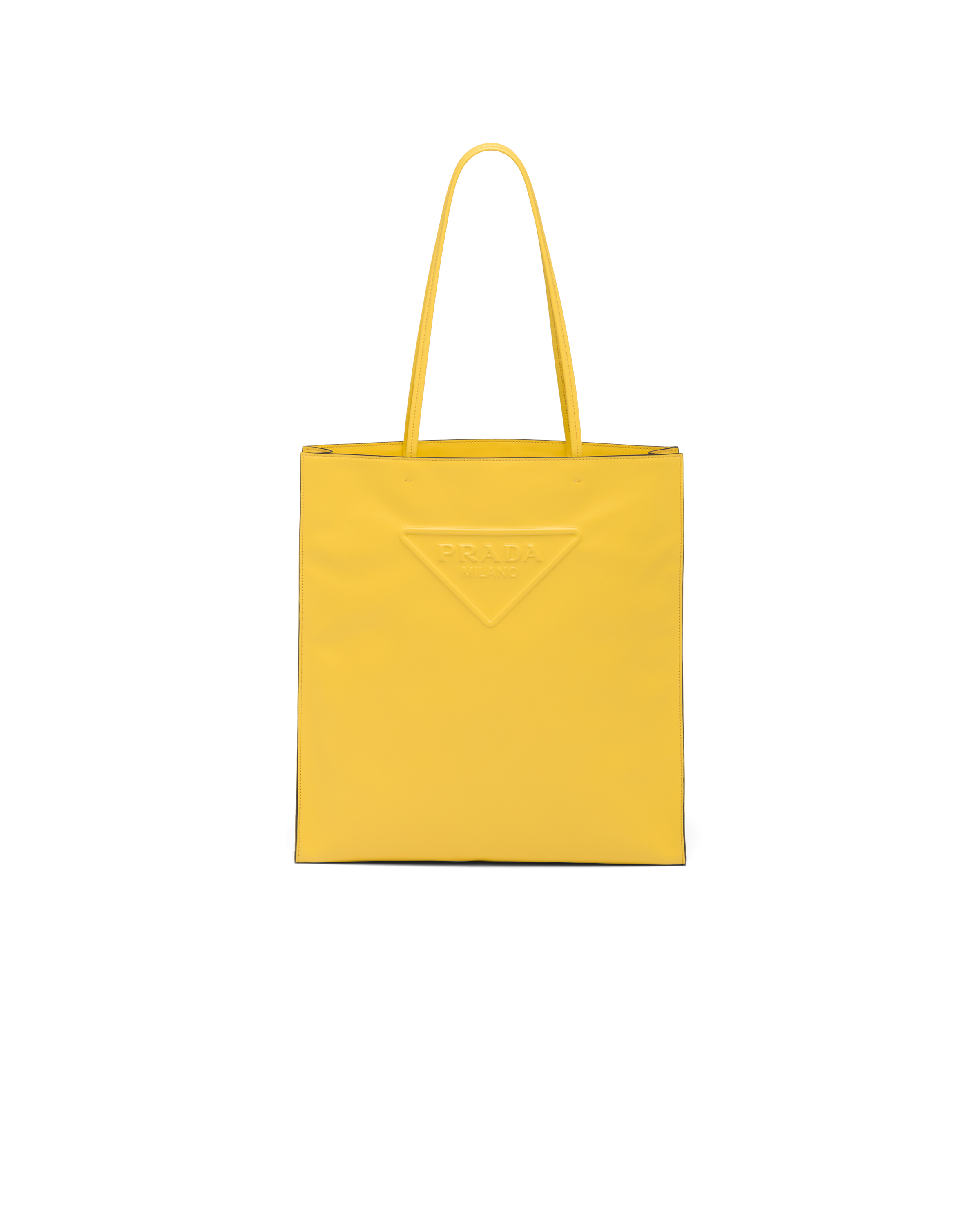 Prada Triangle Logo Leather Shopper Tote Bag In F0377 Sole ModeSens