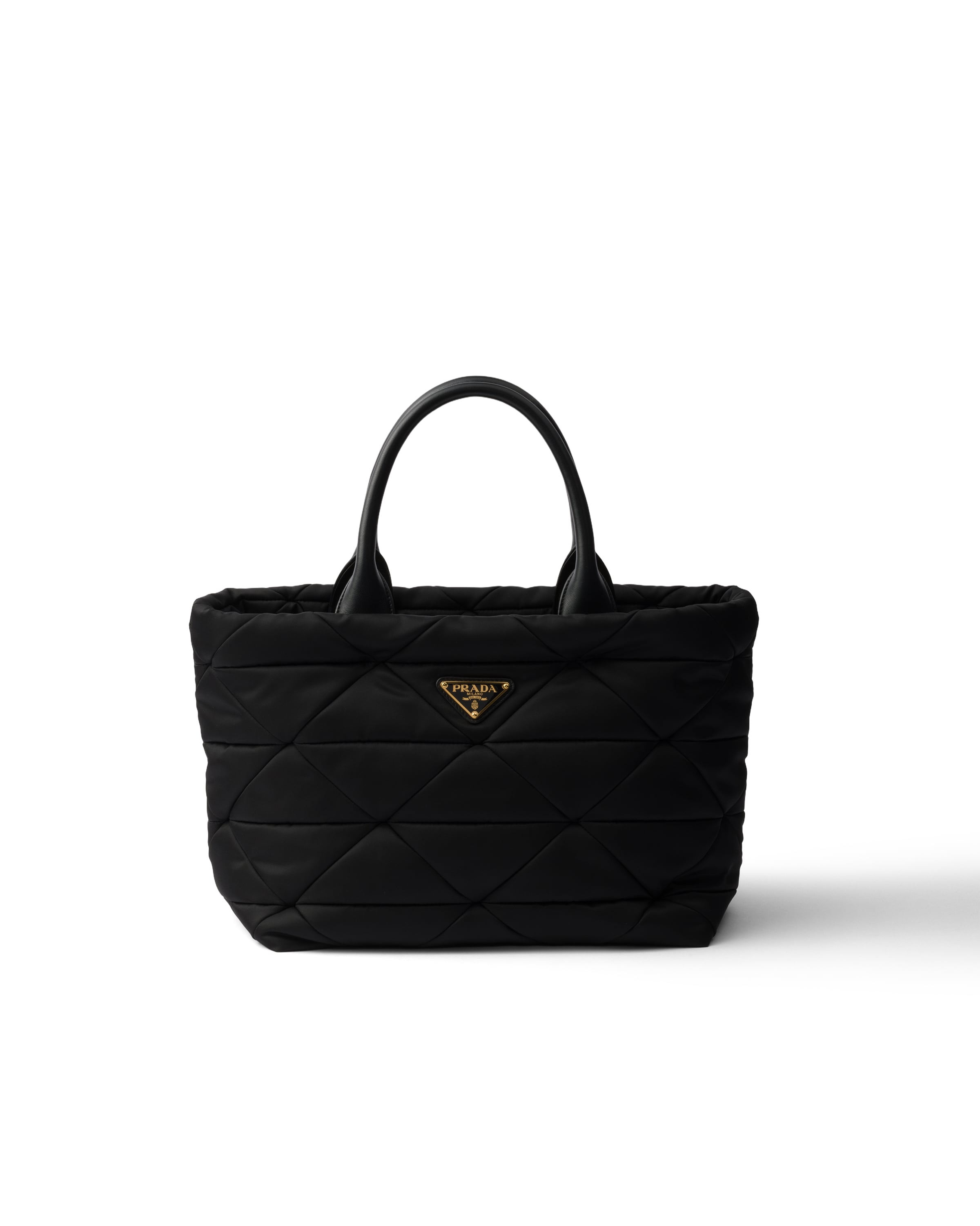 Prada Sac Cabas Moyen En Re-nylon Matelassé Et Cuir, Femme, Noir