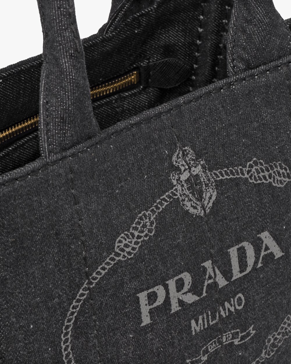 prada denim tote