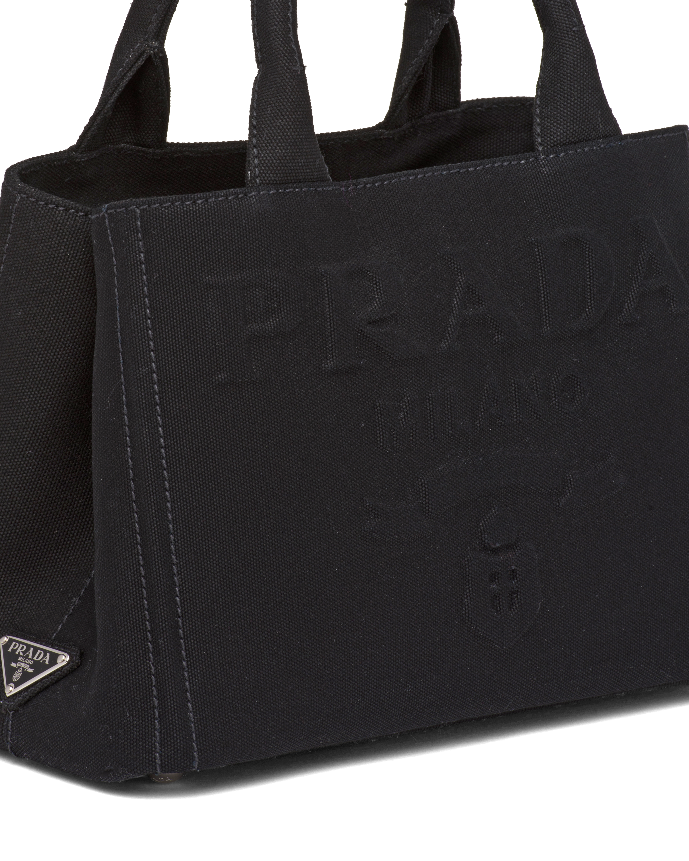 ブラック コットンキャンバス トートバッグ | Prada