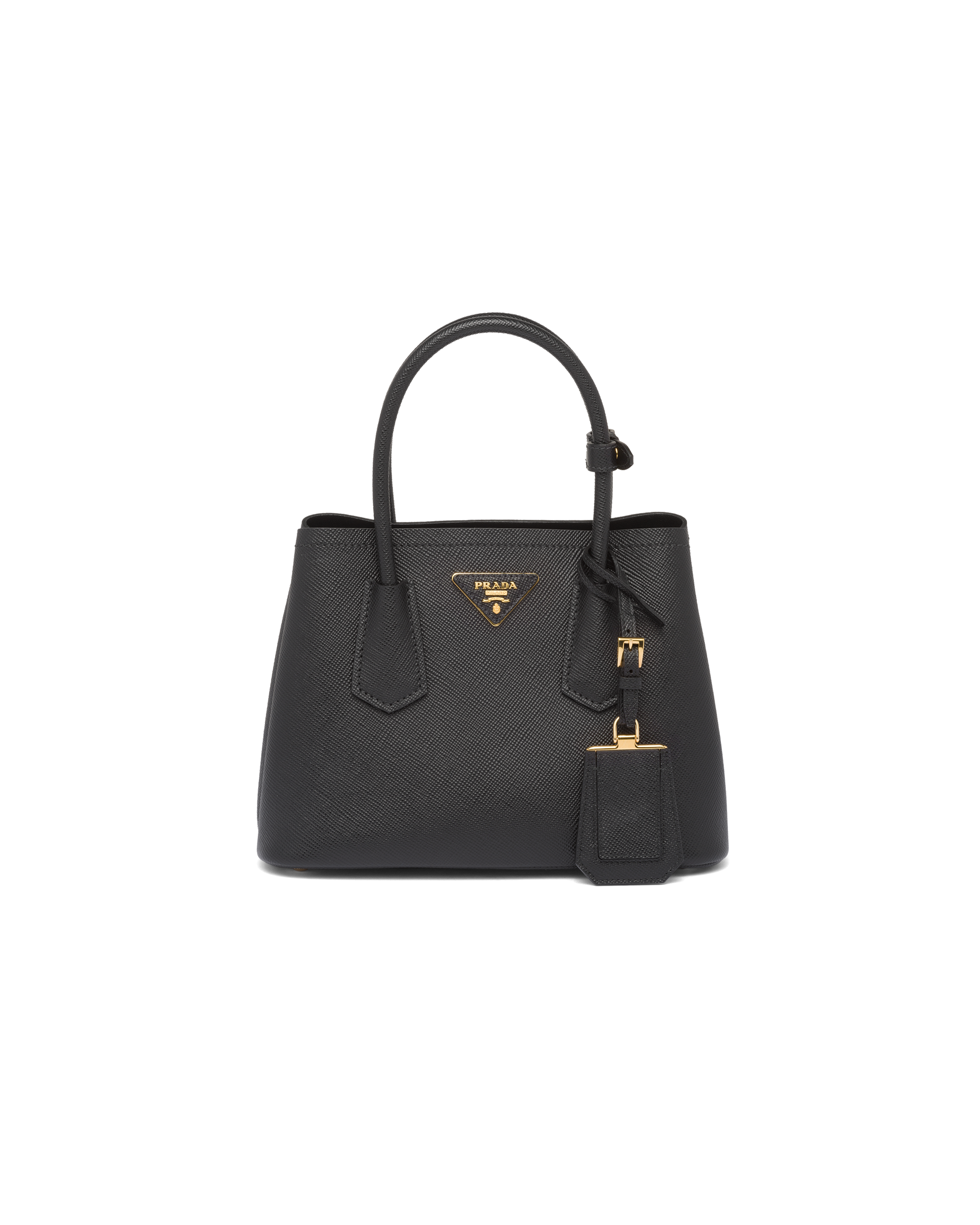 Prada Double Saffiano Leather Mini Bag In Black