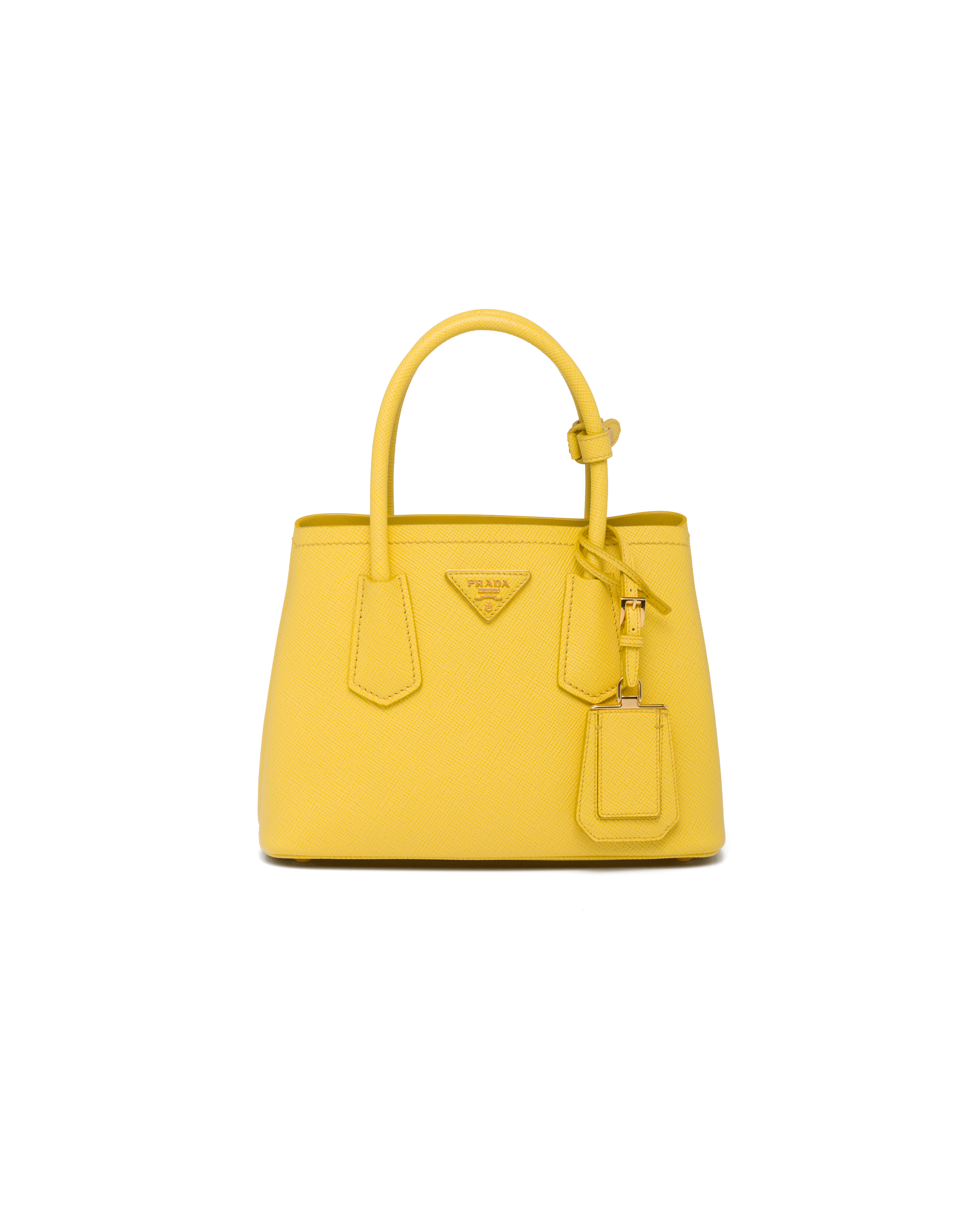 Shop Prada Double Saffiano Leather Mini Bag In Sunny Yellow