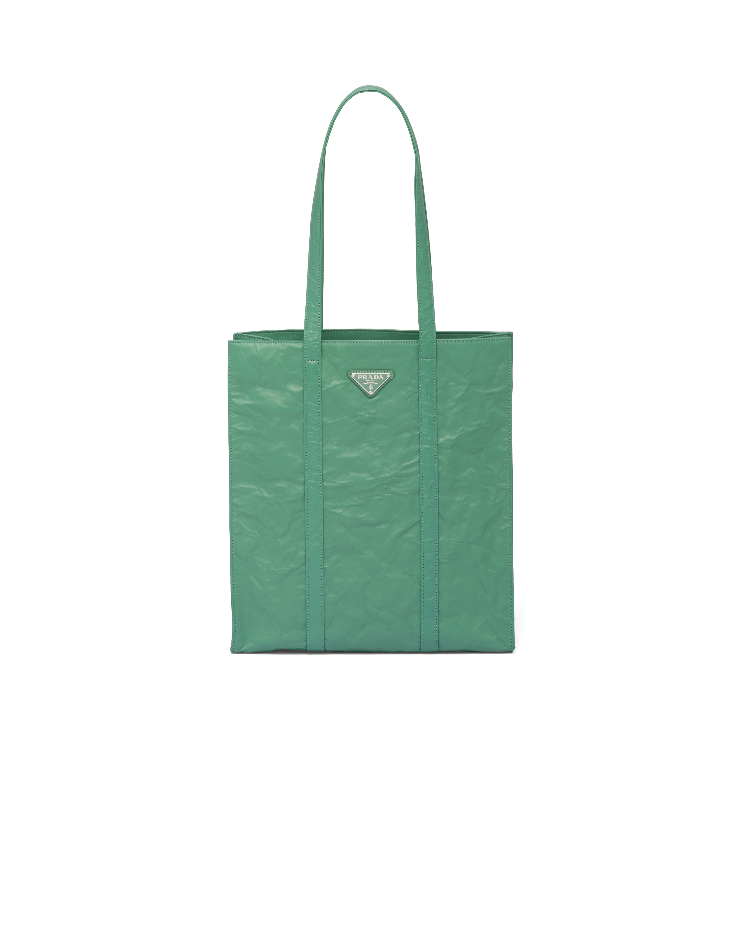 Prada Small Antique Nappa Leather Tote In Sage Green