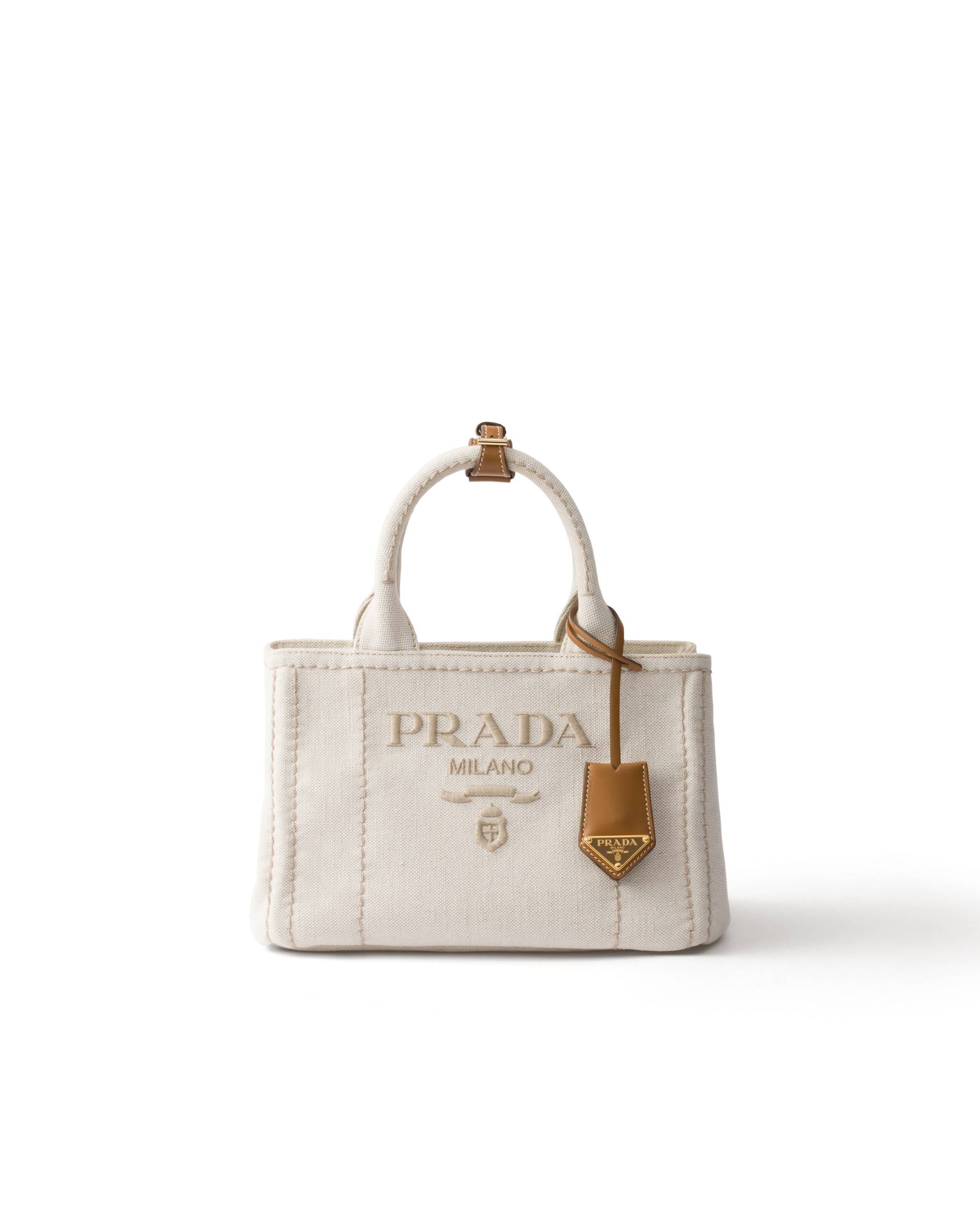 Prada Jardinière Small Linen Blend Handbag, Women, Natural