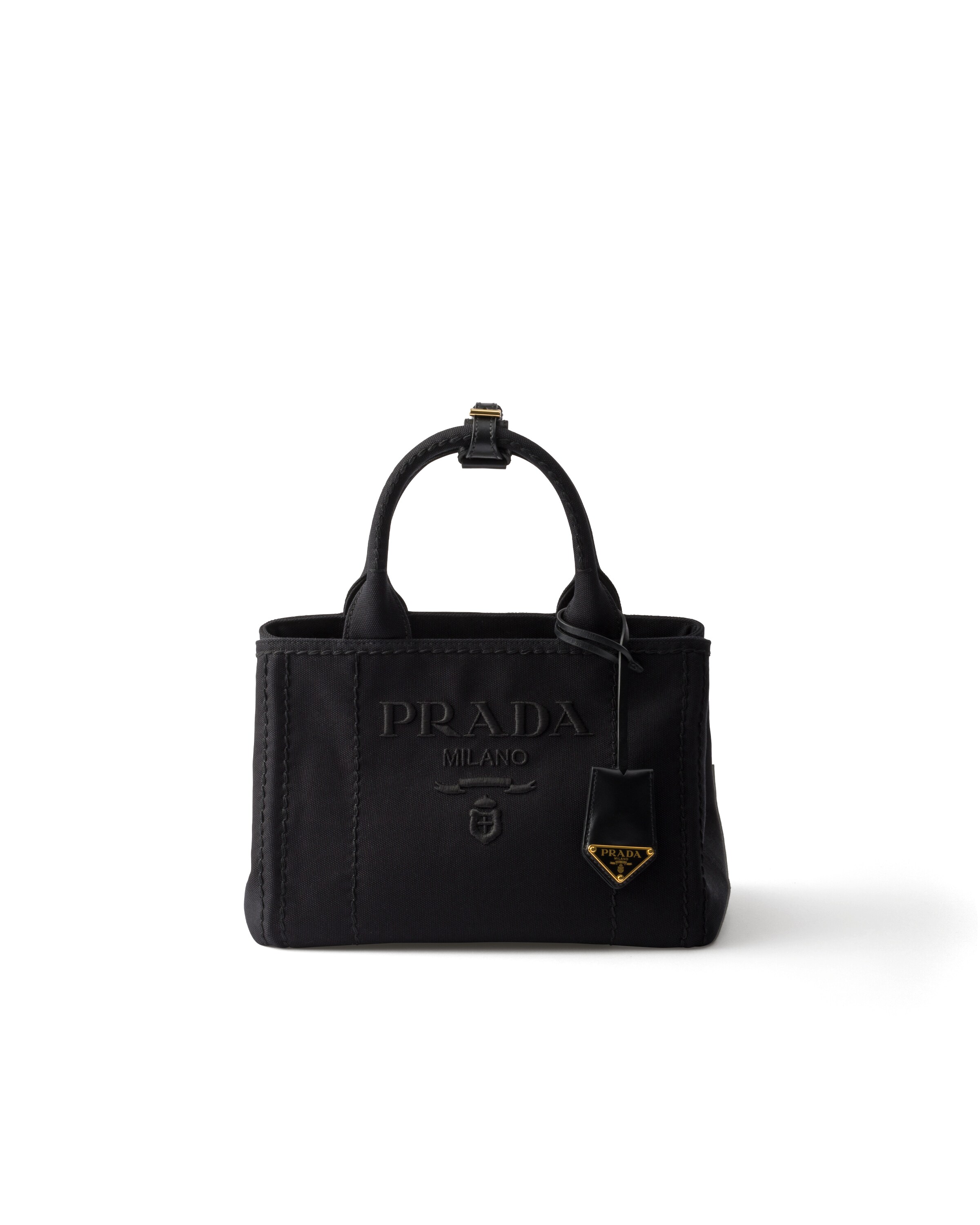 Prada Jardinière Kleine Handtasche Aus Baumwoll-canvas, Damen, Schwarz
