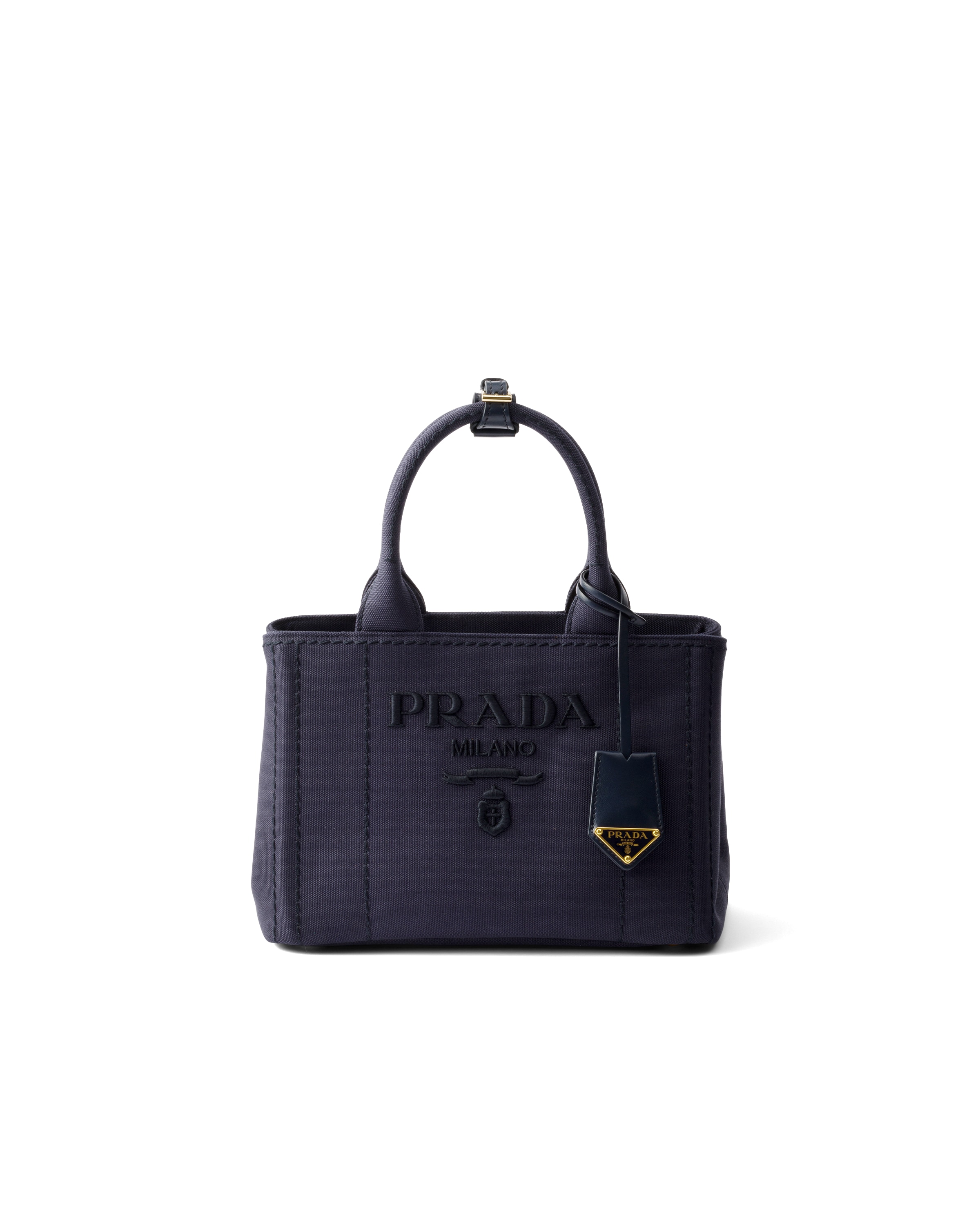 Prada Kleine Handtasche Aus Baumwoll-canvas, Damen, Ostseeblau