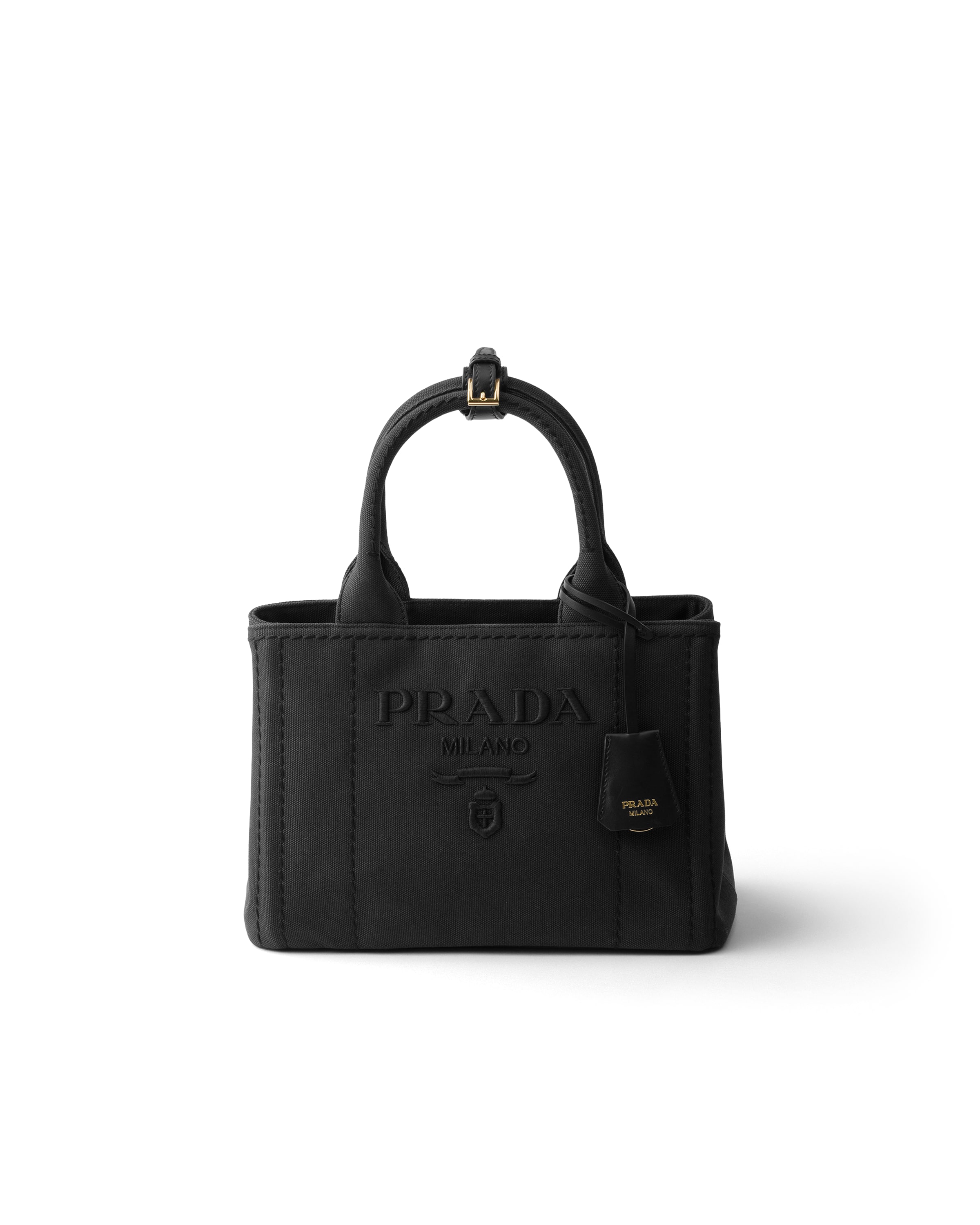 Prada Women's Jardiniere Small Cotton Canvas Top Handle Bag In Black