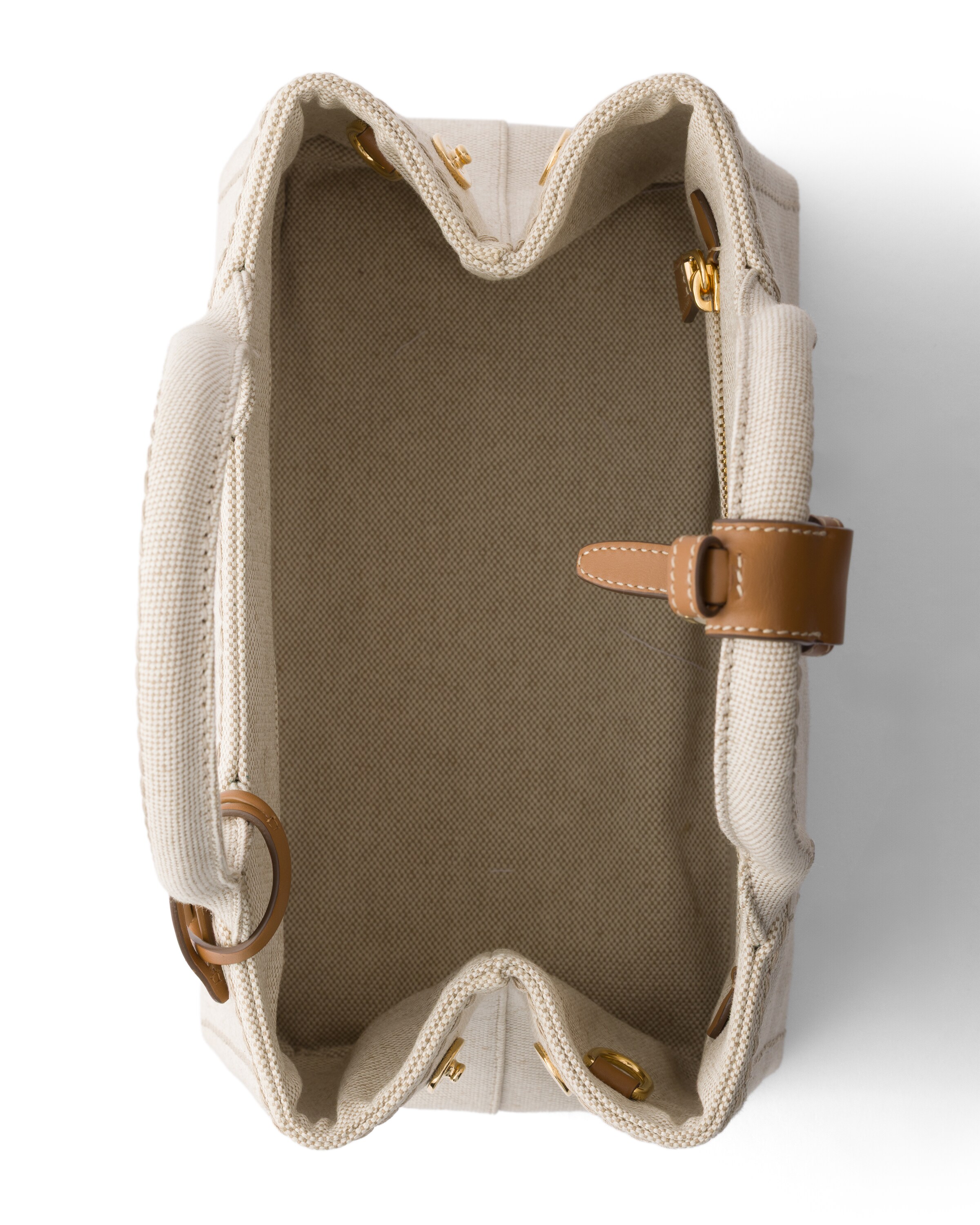 Prada Jardini Re Small Cotton Canvas Bag In Neutral