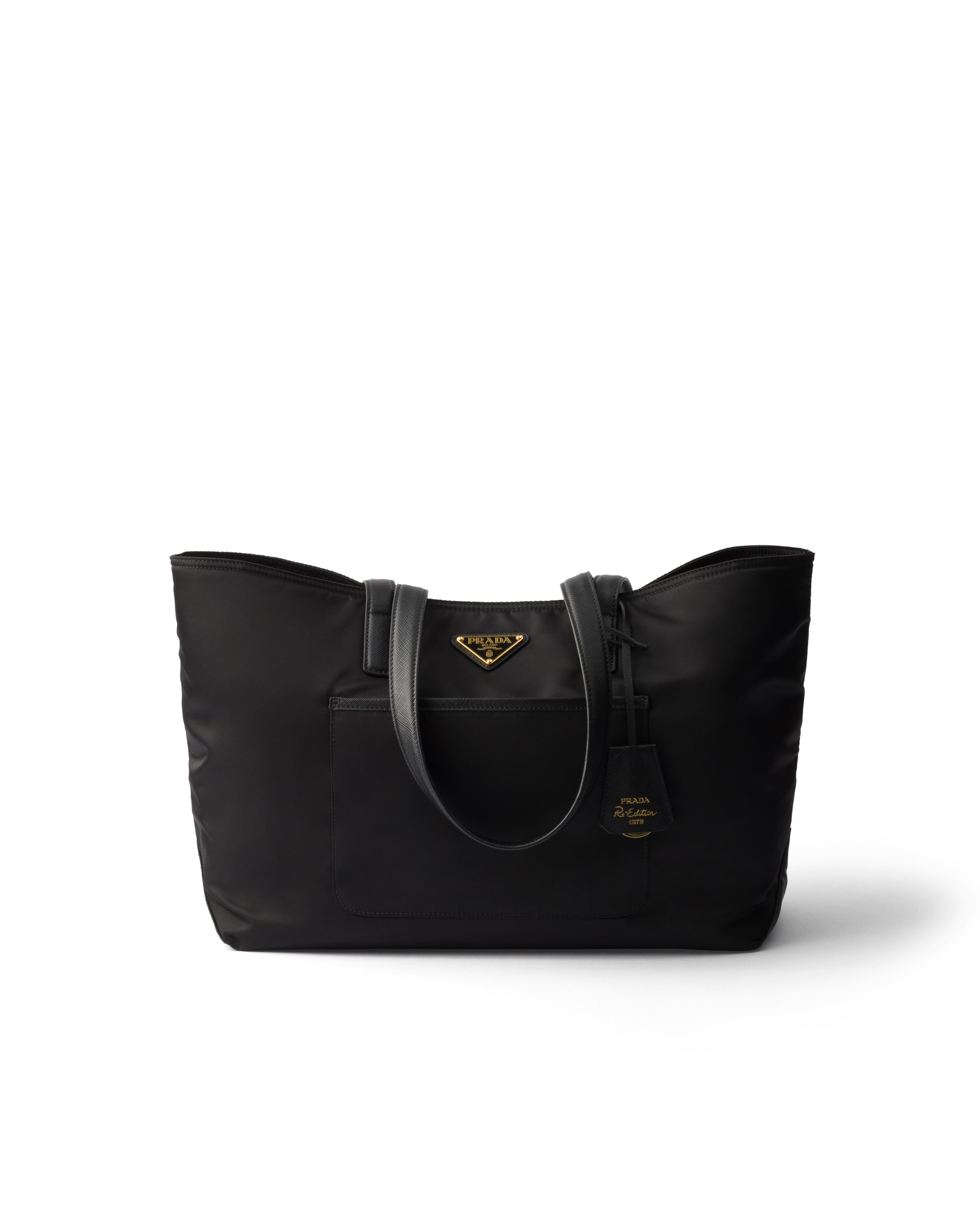Prada Re-edition 1978 Medium Re-nylon And Saffiano Leather Tote Bag, Woman, Black
