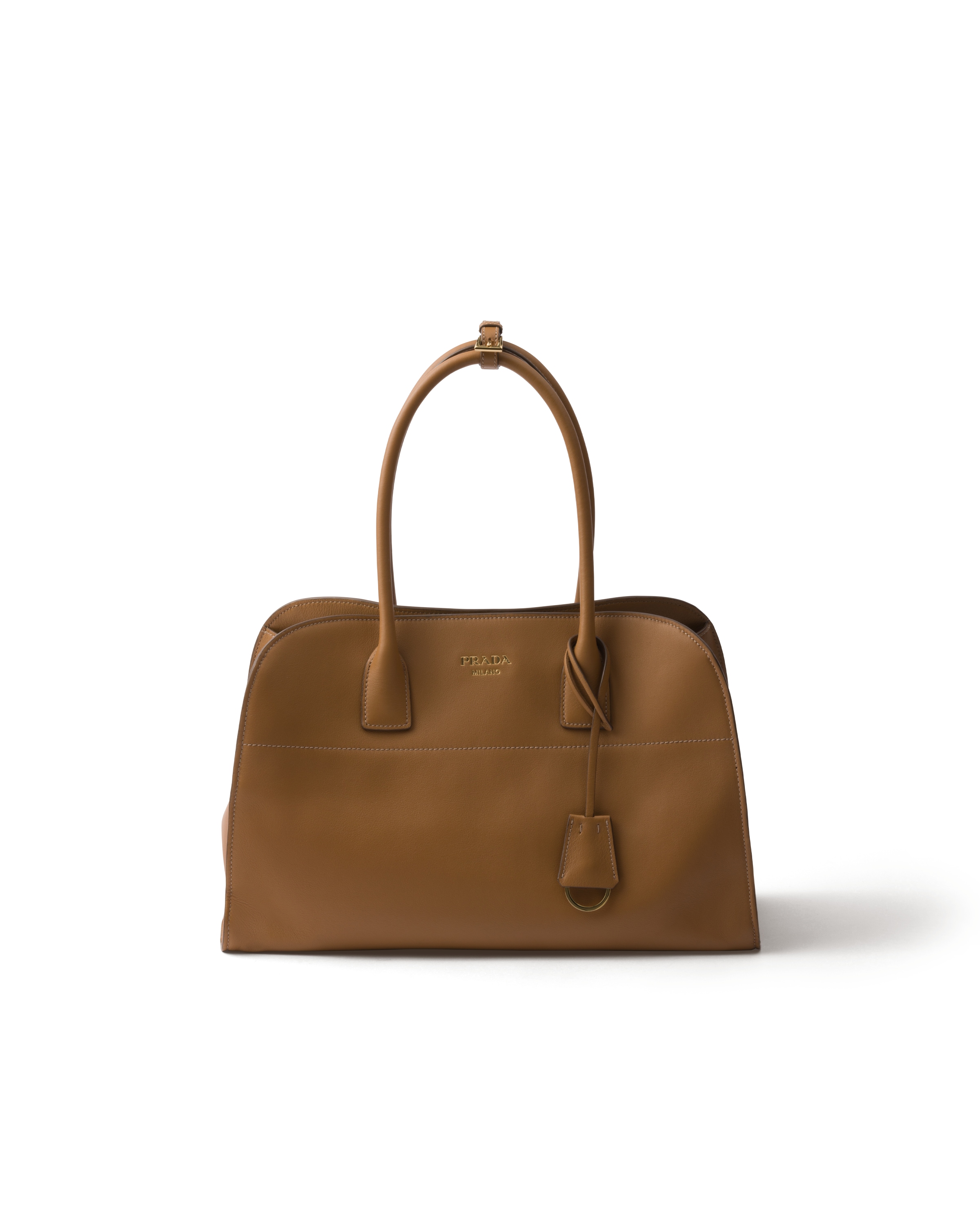 Large Leather Tote Bag, Woman, Caramel
