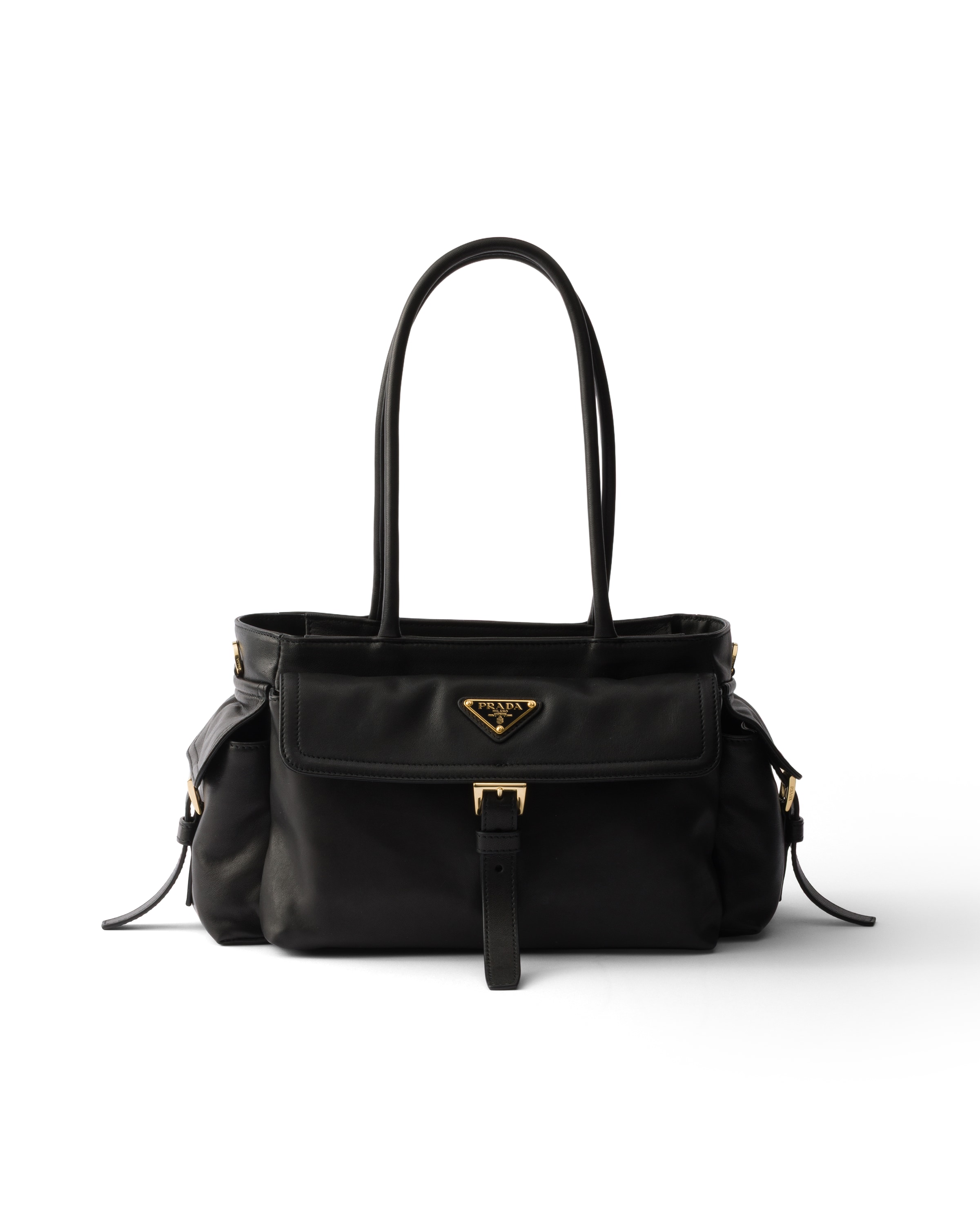 Prada Medium Explore Leather Tote Bag In Black
