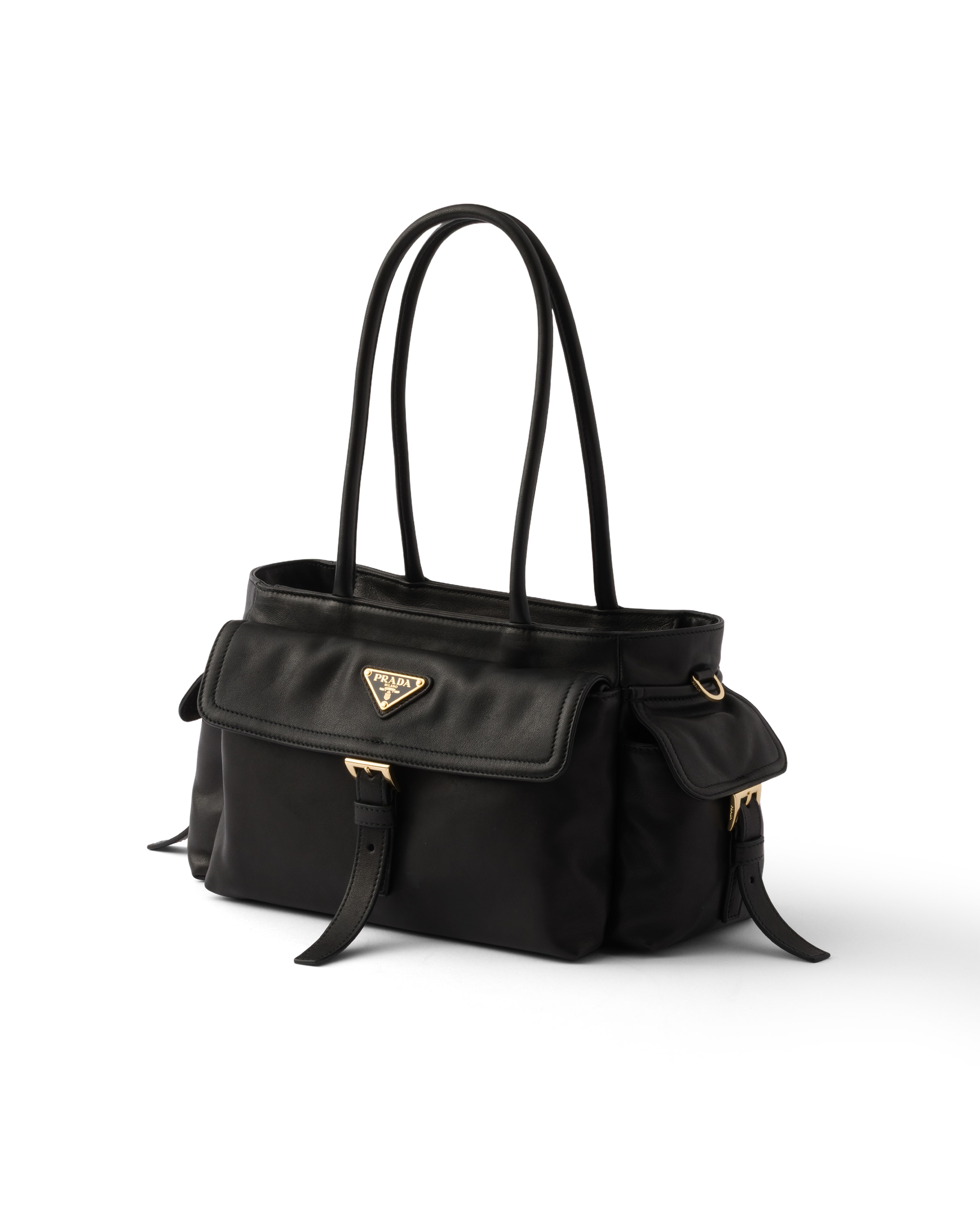 Prada Medium Explore Leather Tote Bag In Black