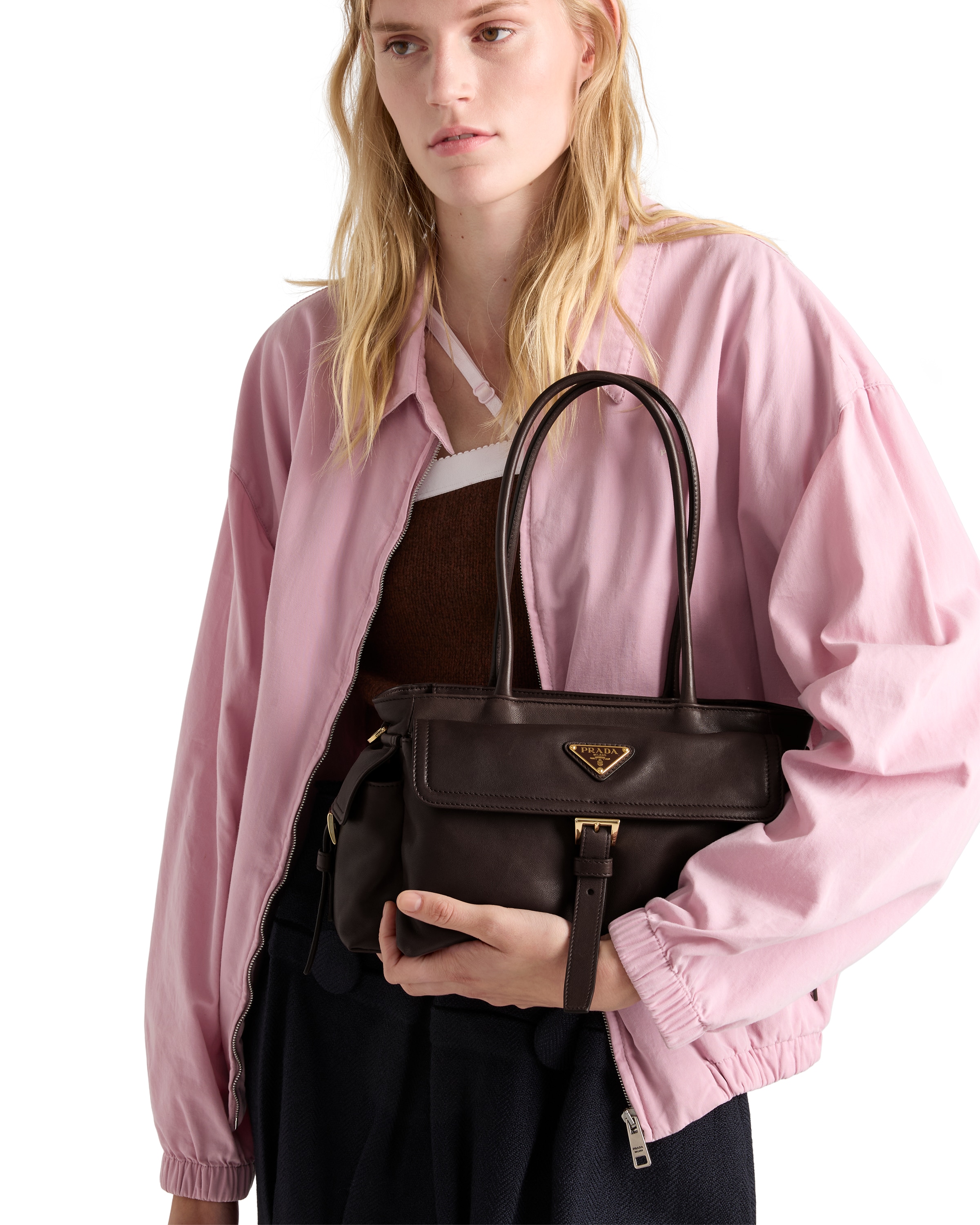 Prada Explore Medium Nappa Leather Tote Bag In Brown