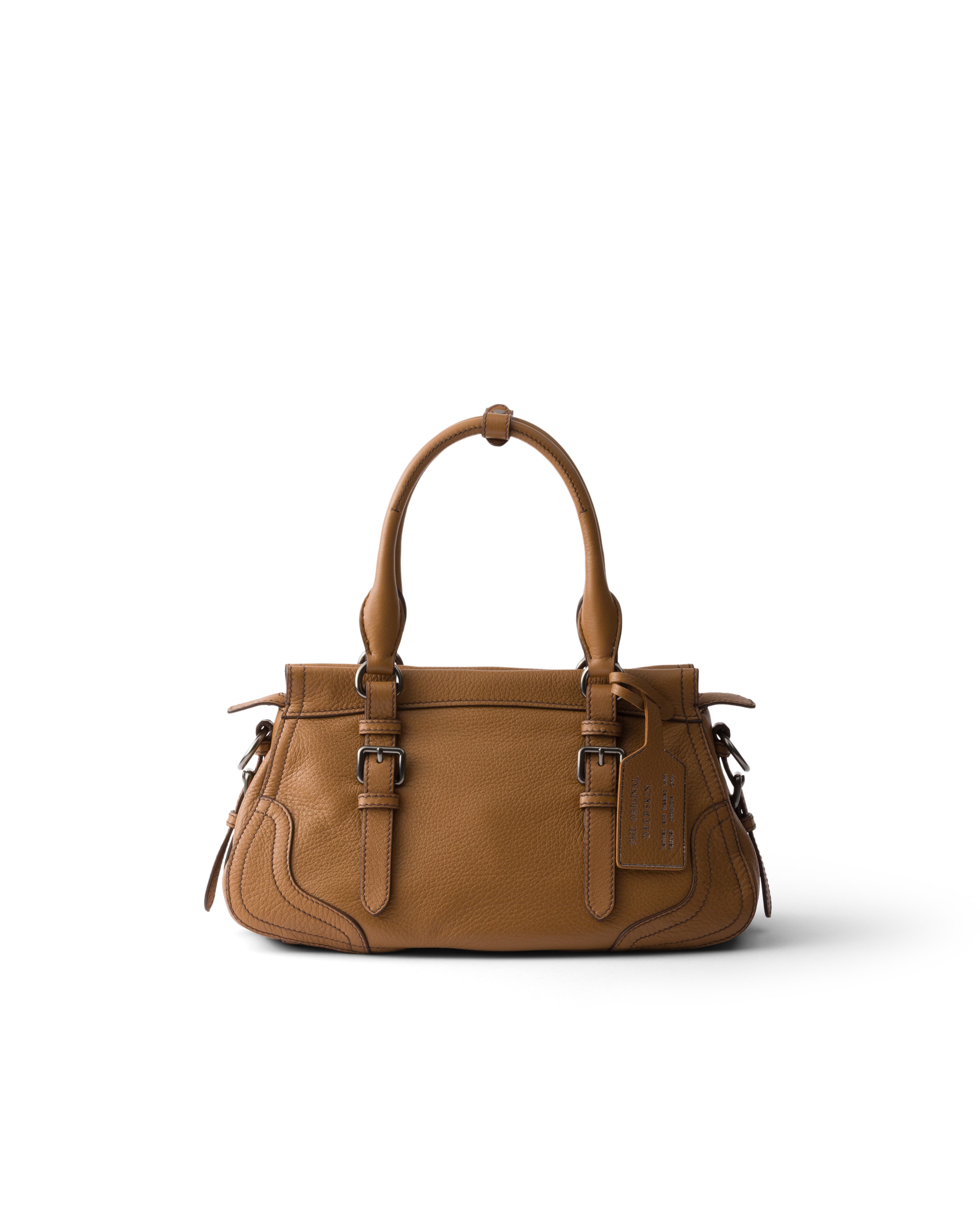 Prada Large Leather Tote Bag In Brown