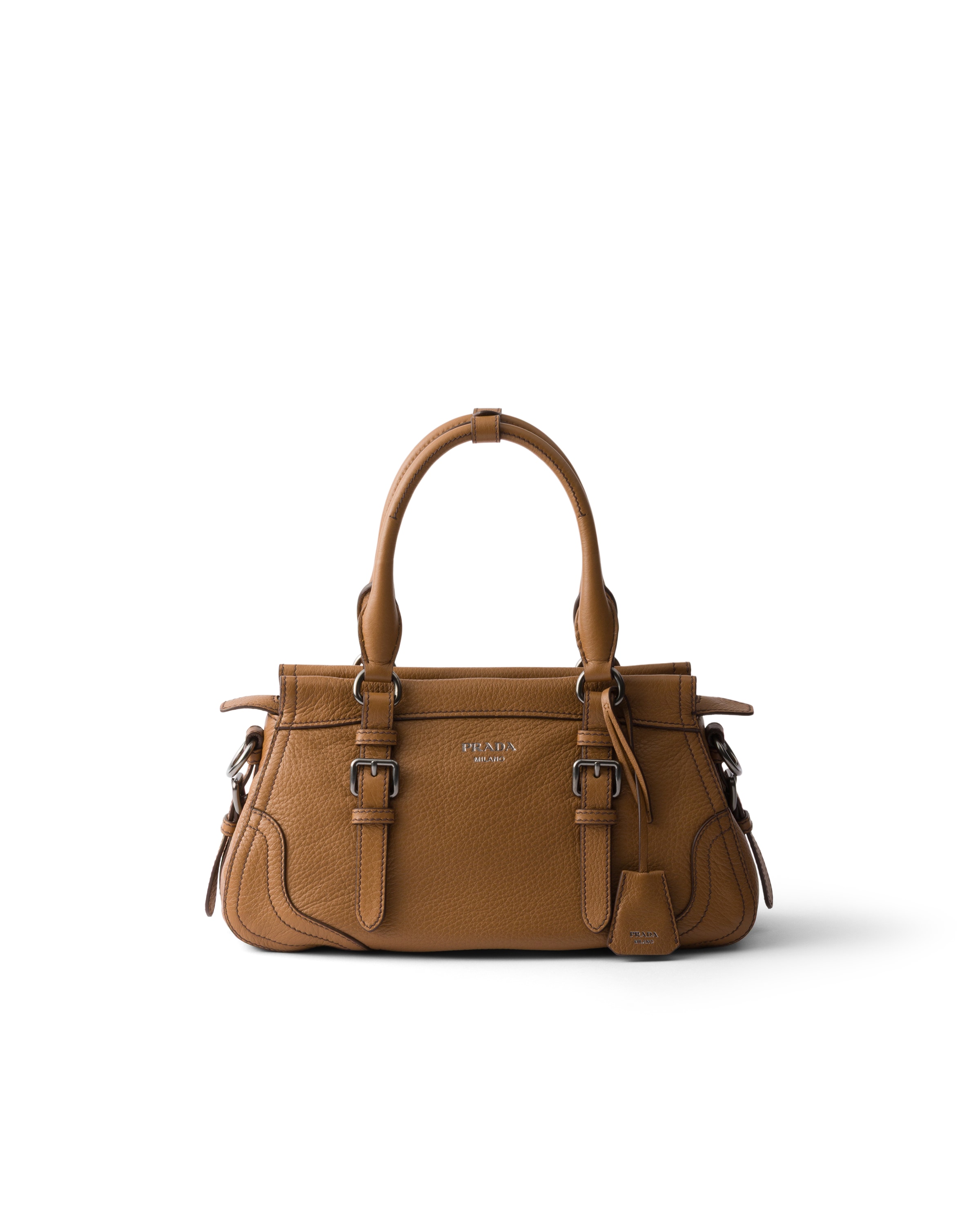 Prada Large Leather Tote Bag In Brown