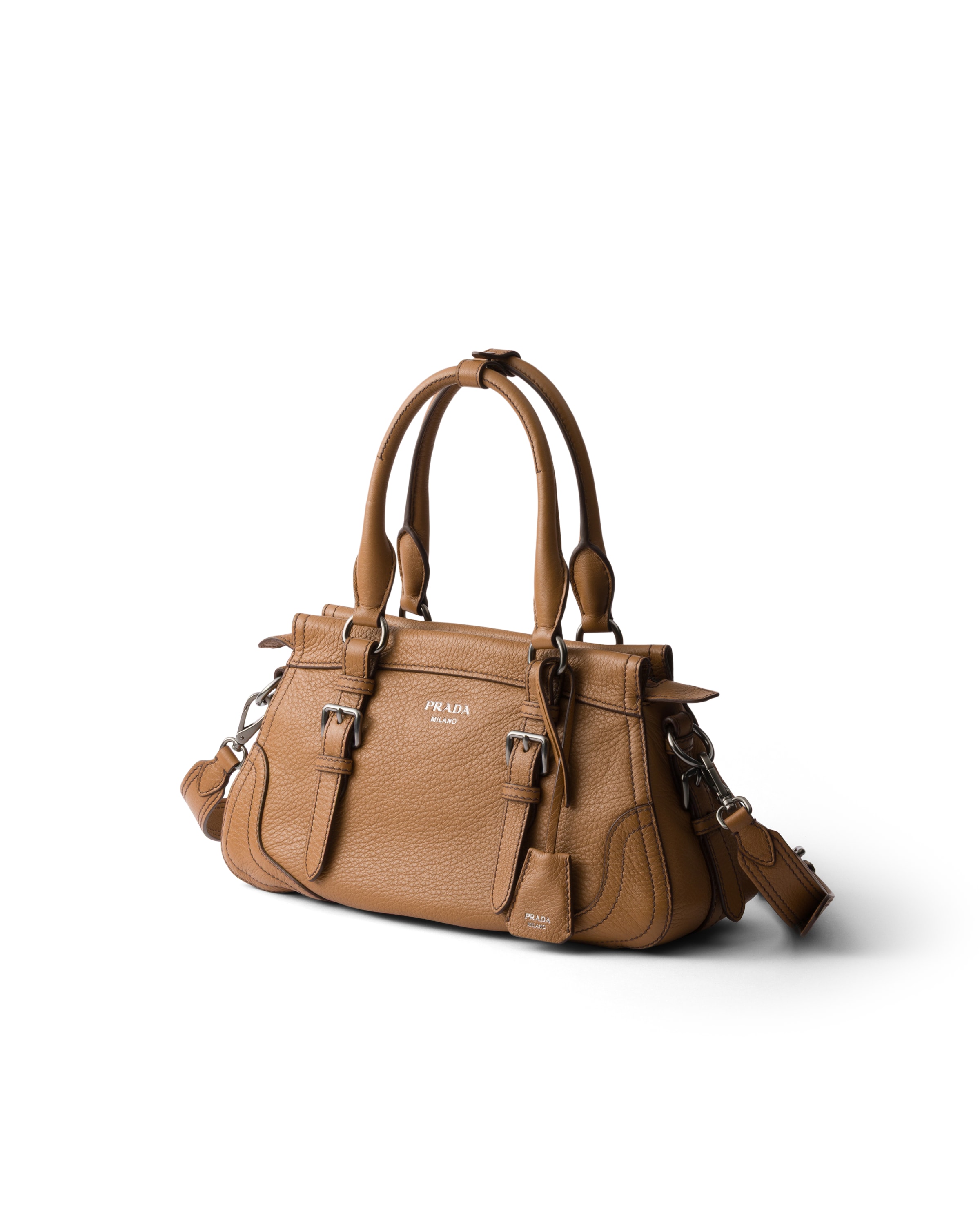 Prada Large Leather Tote Bag In Brown