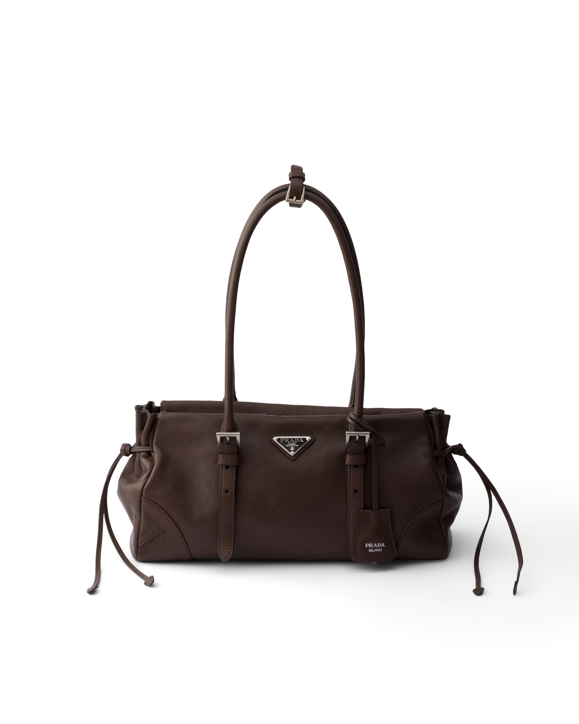 Prada Bonnie Medium Antiqued Leather Tote Bag In Cocoa