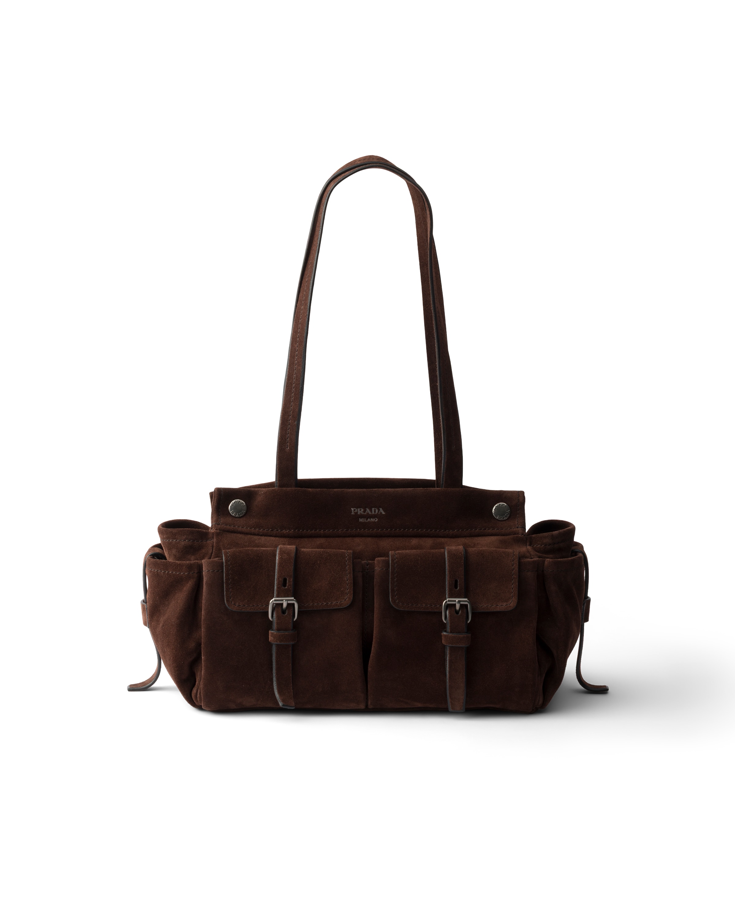 Medium Suede Tote Bag, Woman, Dark Brown