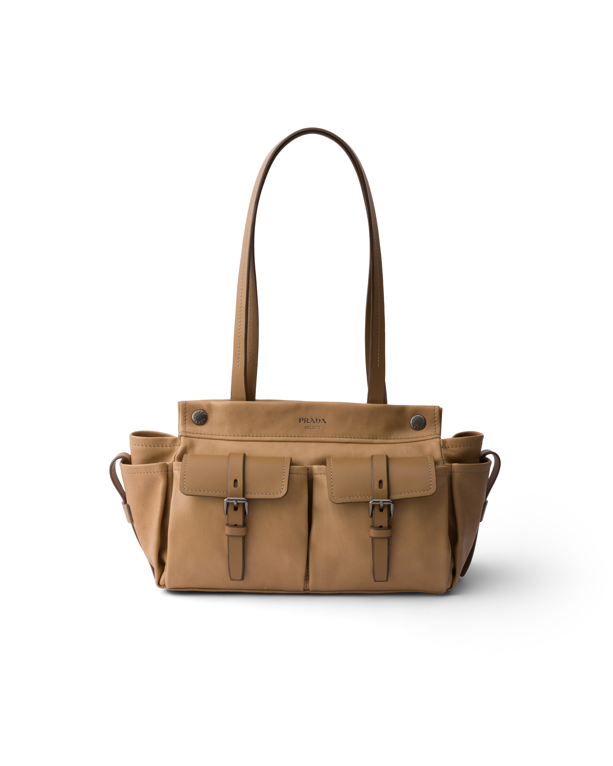 Prada Route Tote Bag Aus Leder In Sandbeige