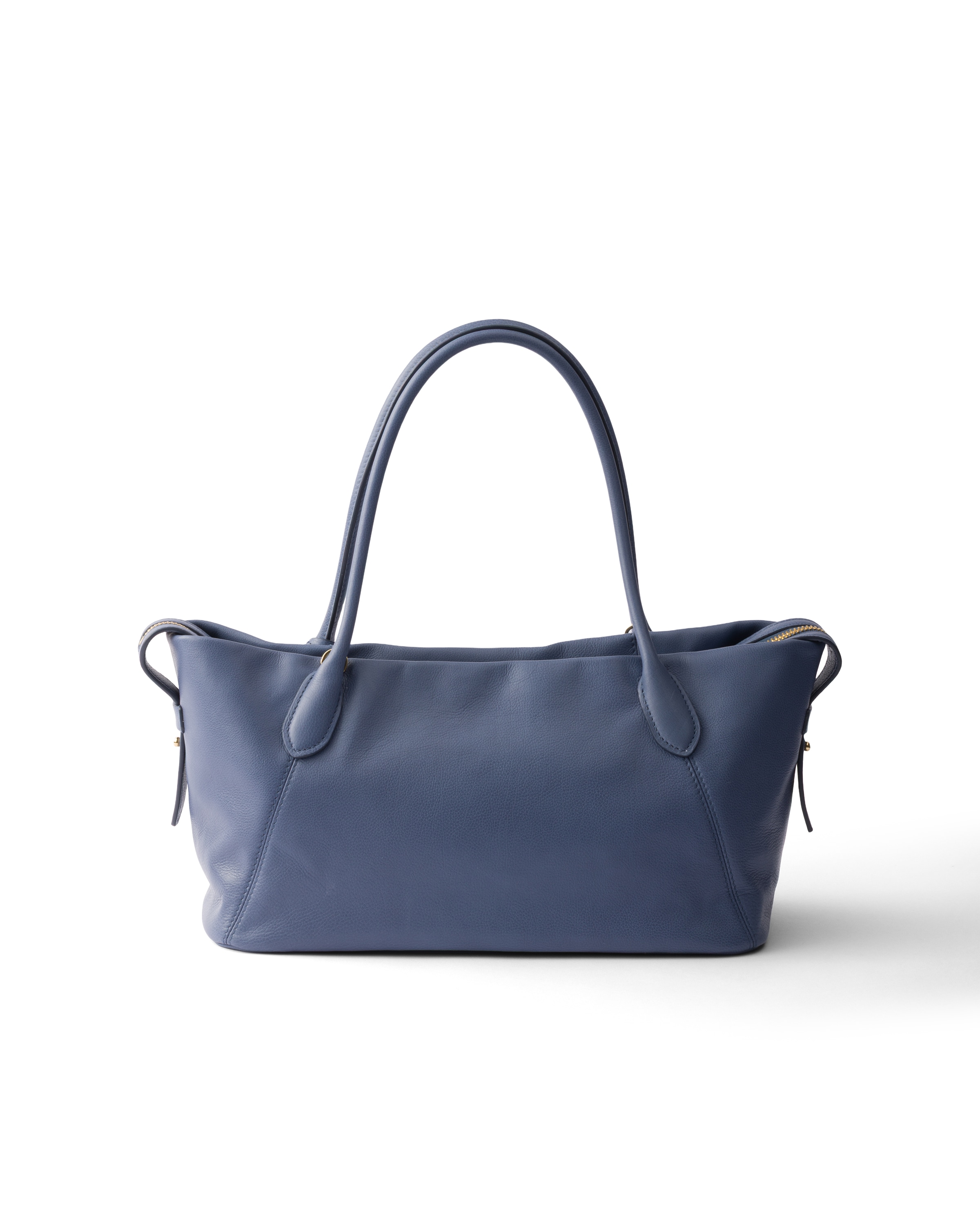 Prada Ouvert Large Leather Tote Bag In Blue