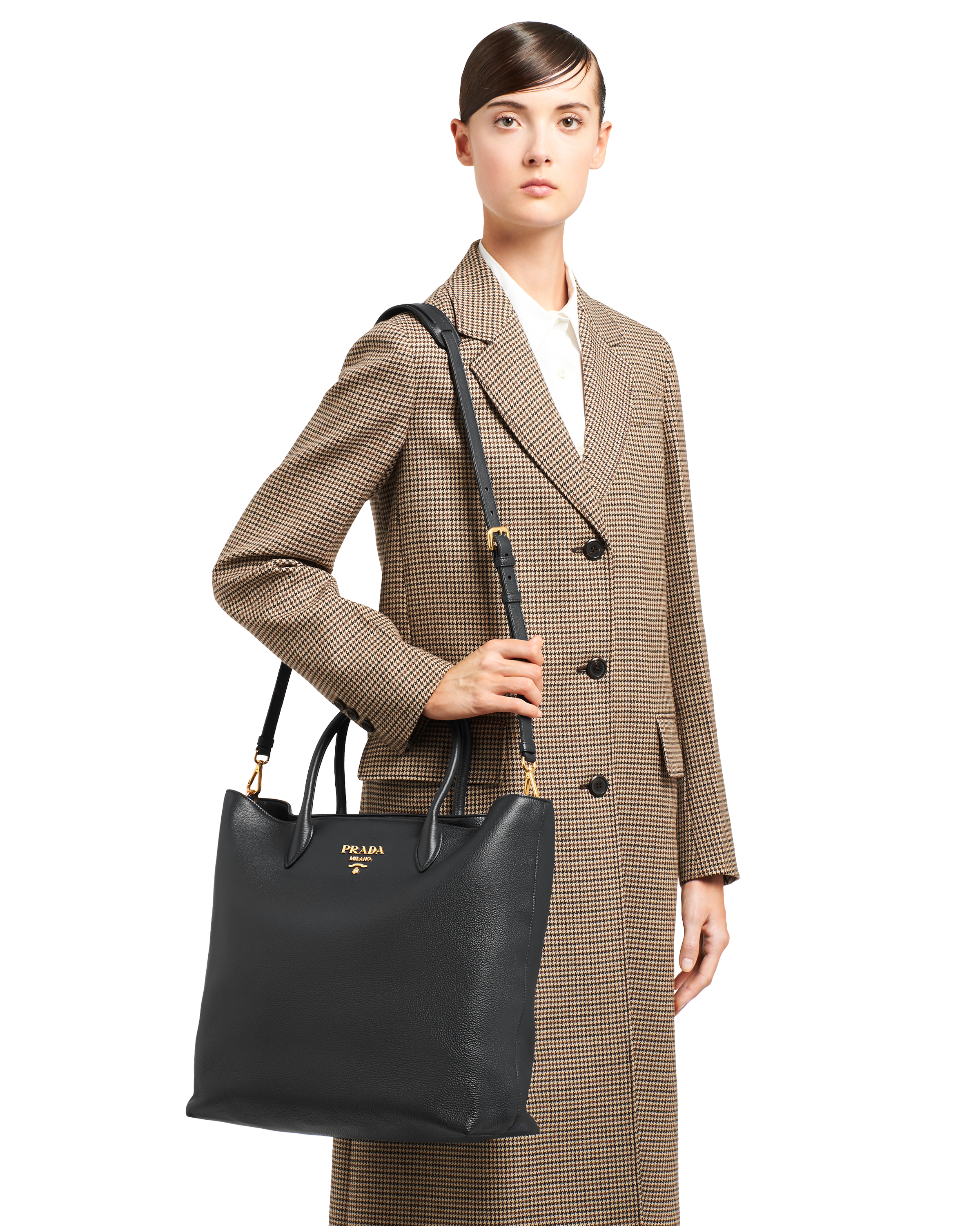 Leather tote prada deals