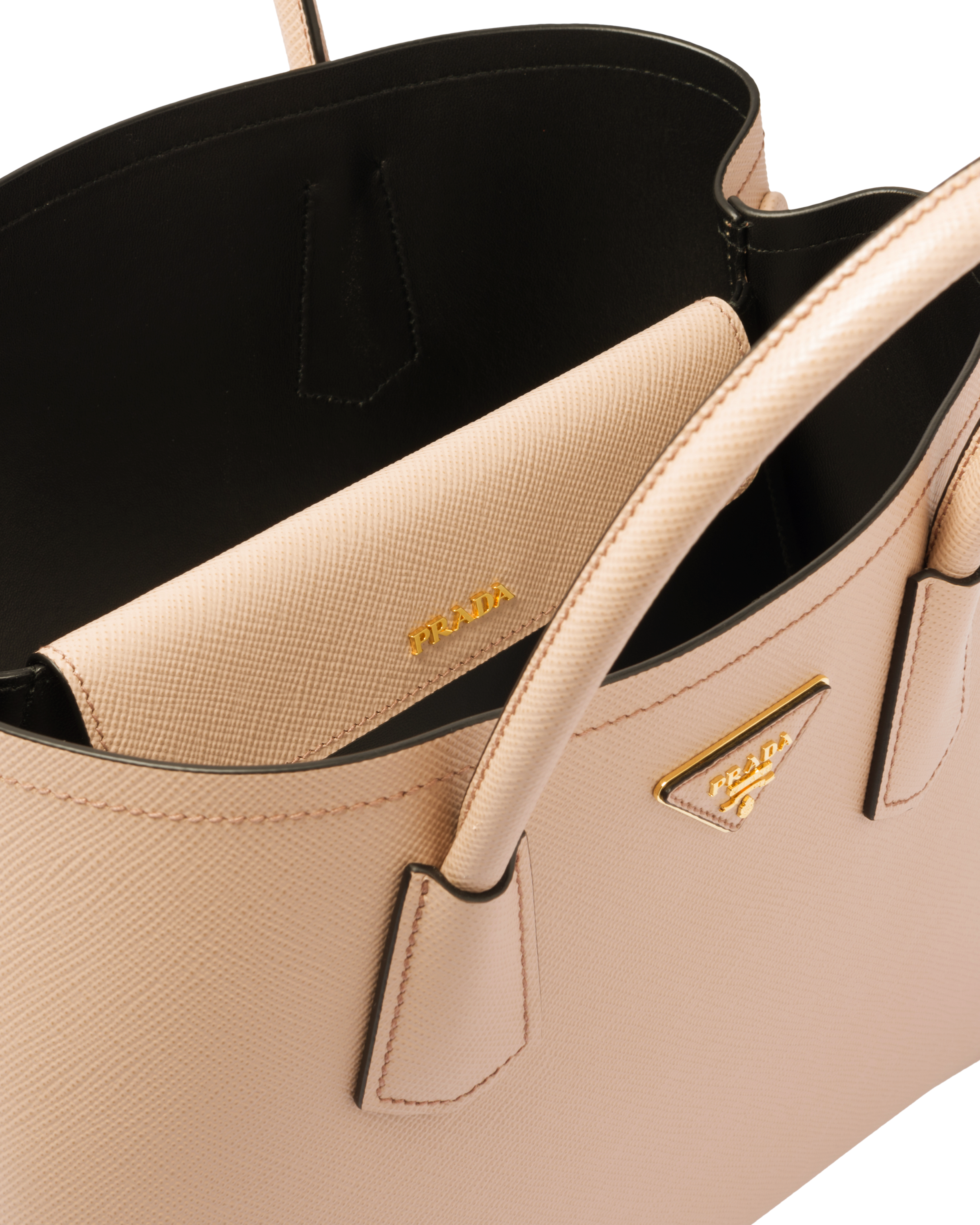 Prada saffiano double zip new arrivals medium
