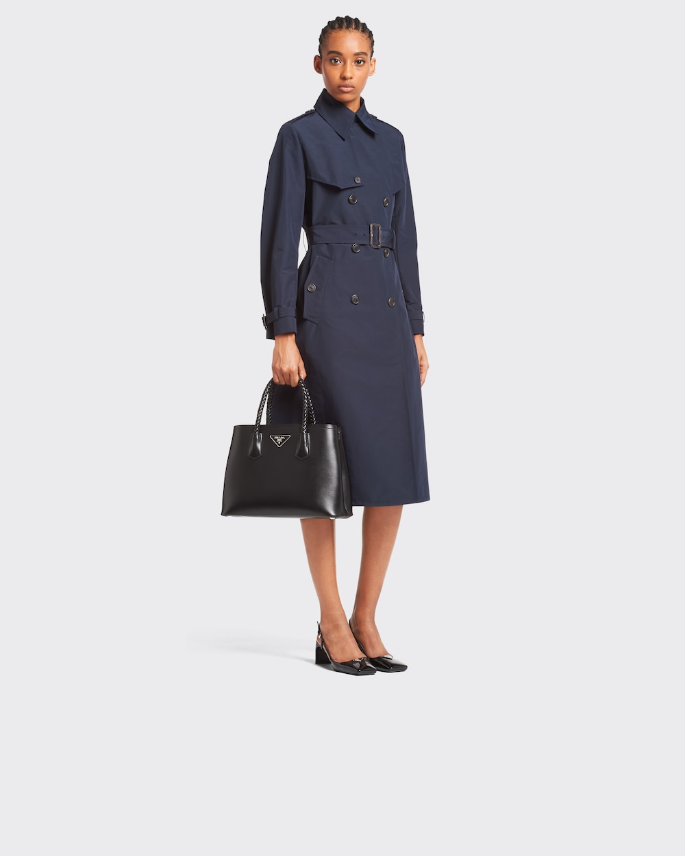 Bolso de piel mediano Prada Double Negro | Prada