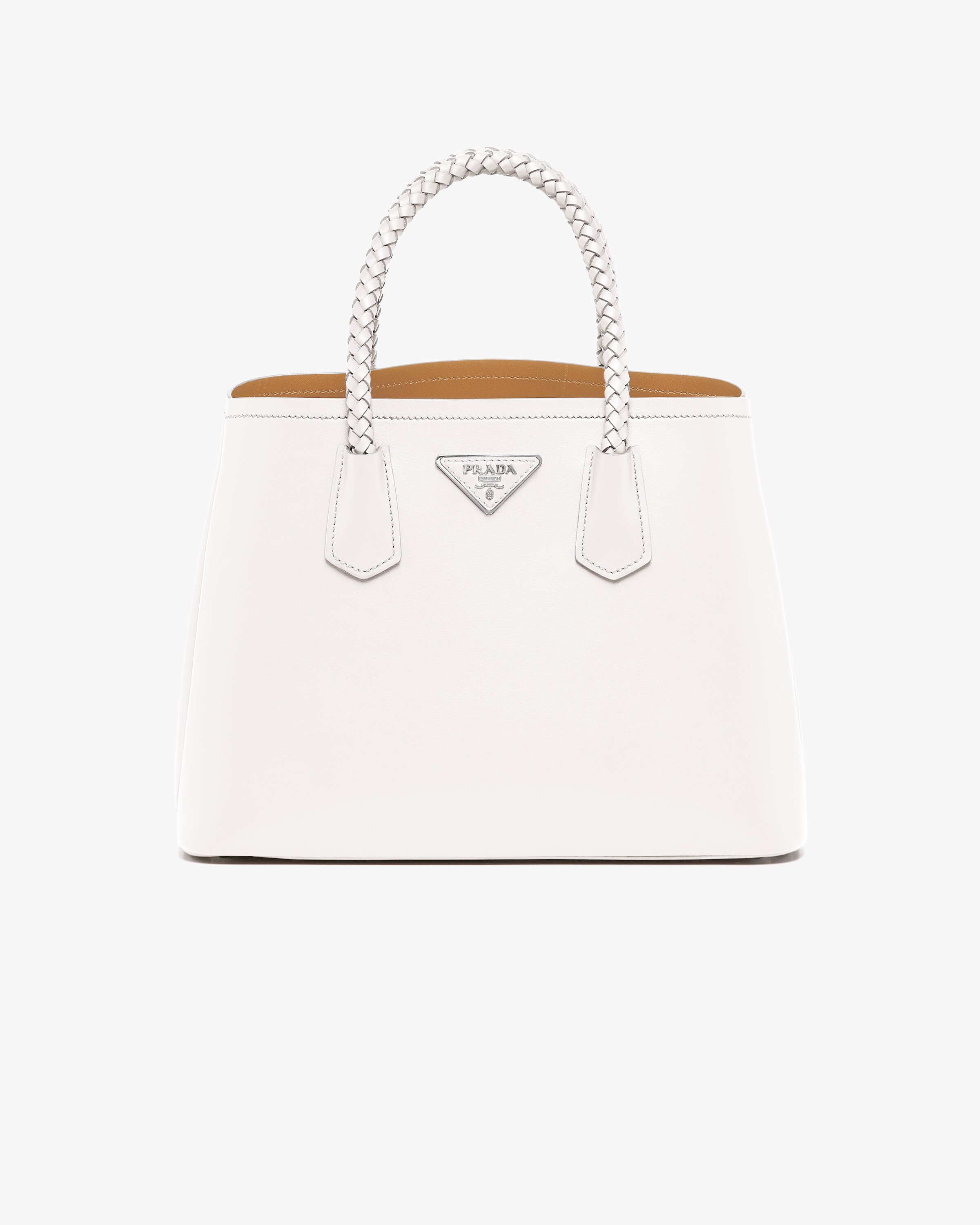 White/caramel Prada Double medium leather handbag Prada
