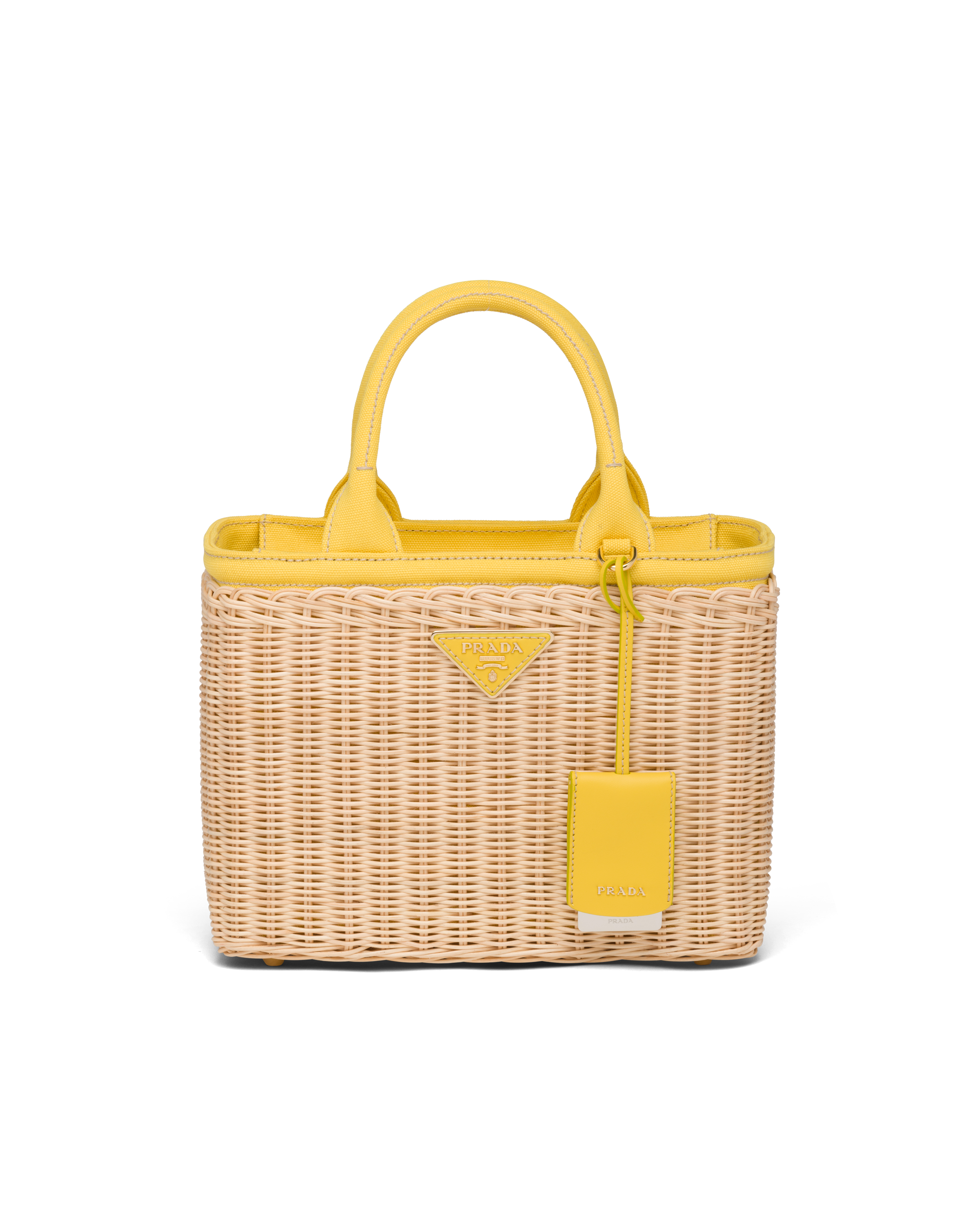 prada wicker and canvas basket bag