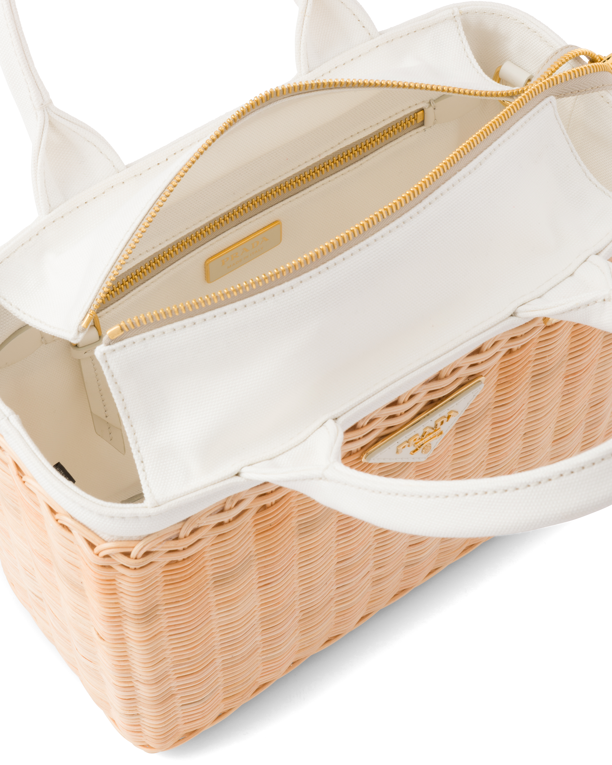prada wicker bag white