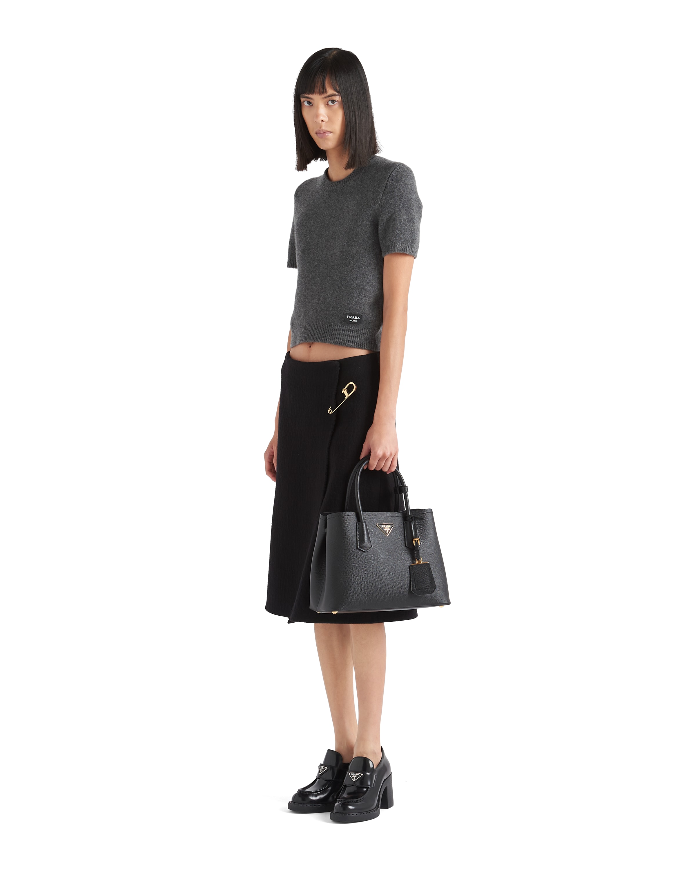 Prada Galleria Medium Saffiano Leather Bag In Black