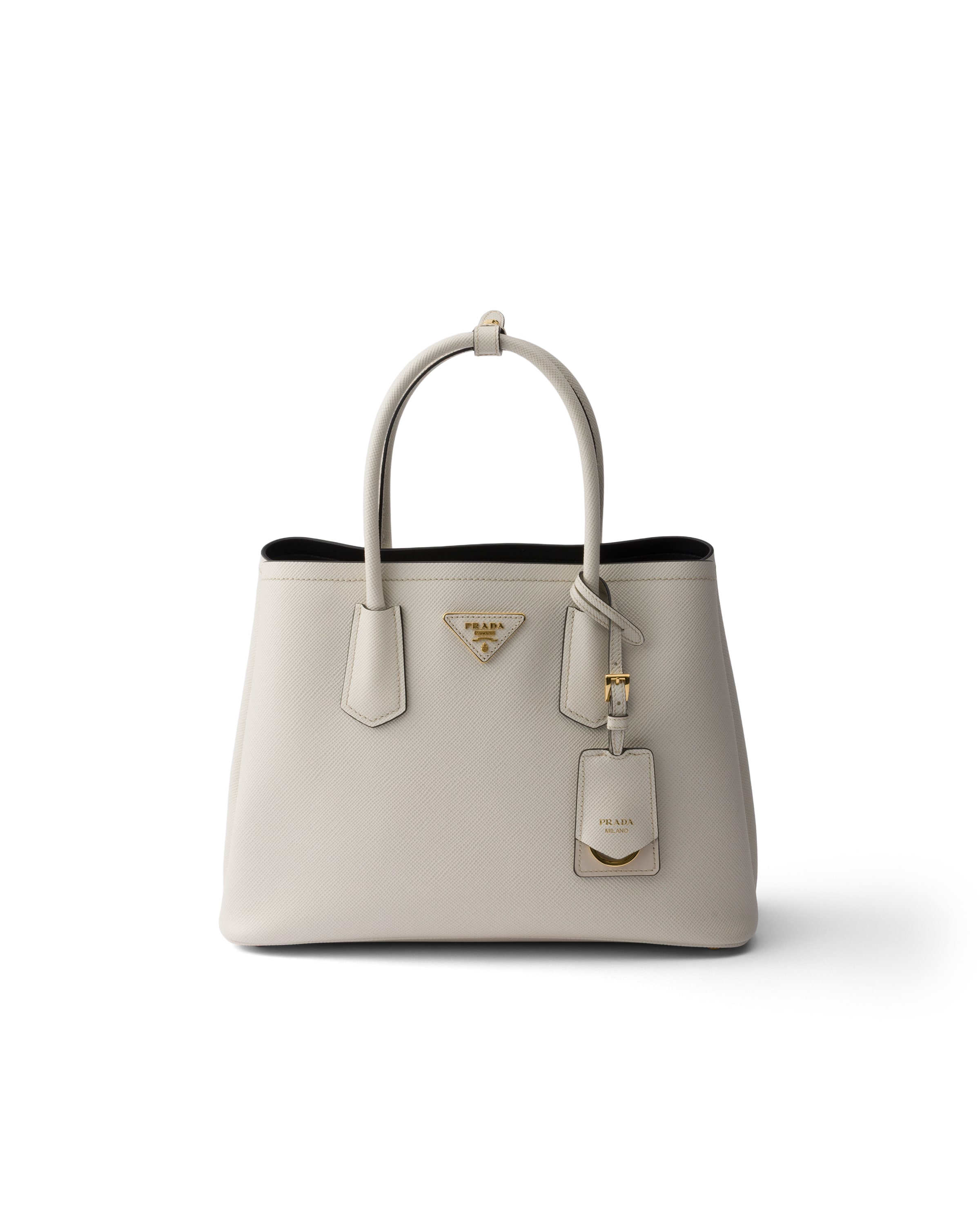 Prada Double Medium Saffiano Leather Bag In Gray
