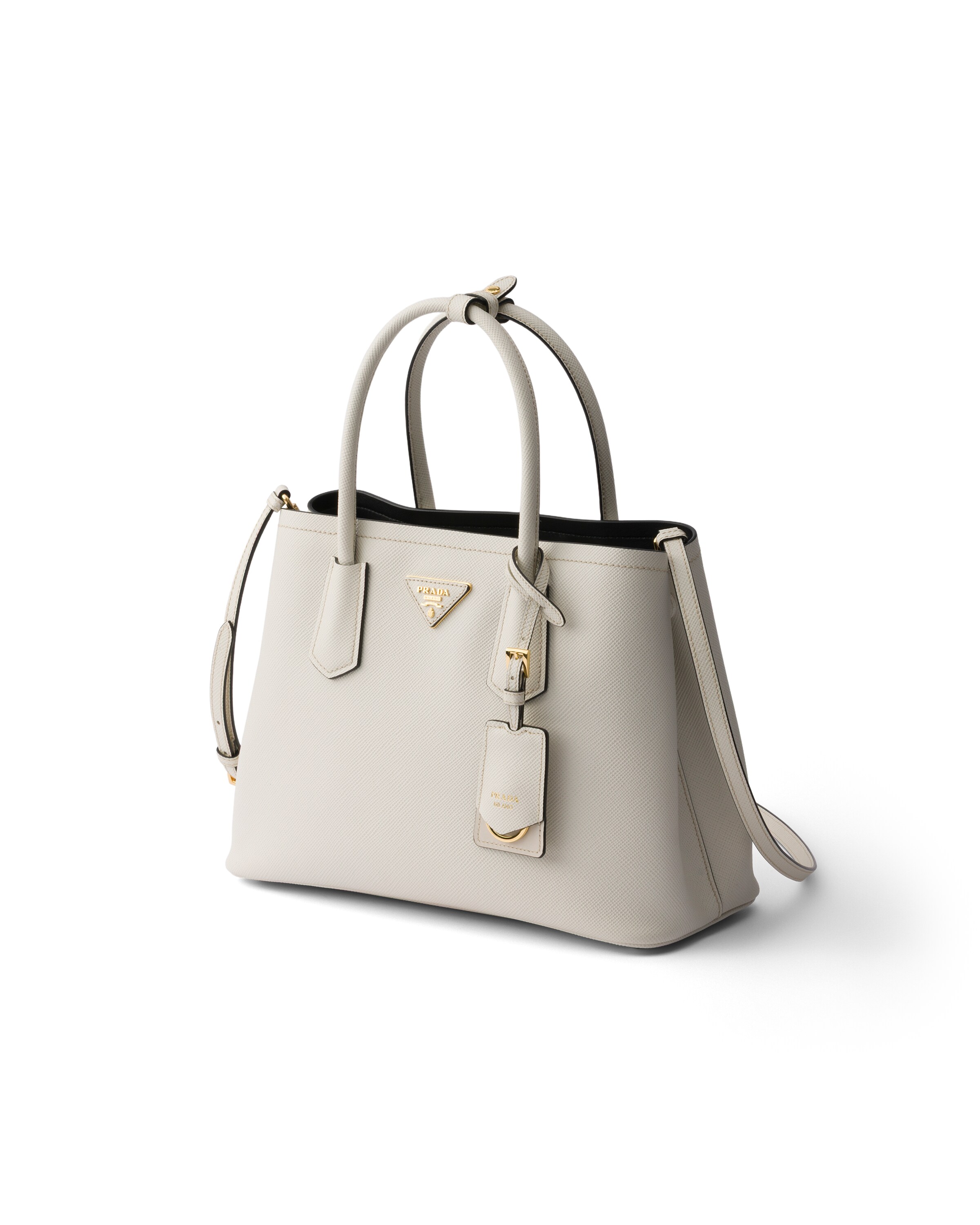 Prada Double Medium Saffiano Leather Bag In Gray