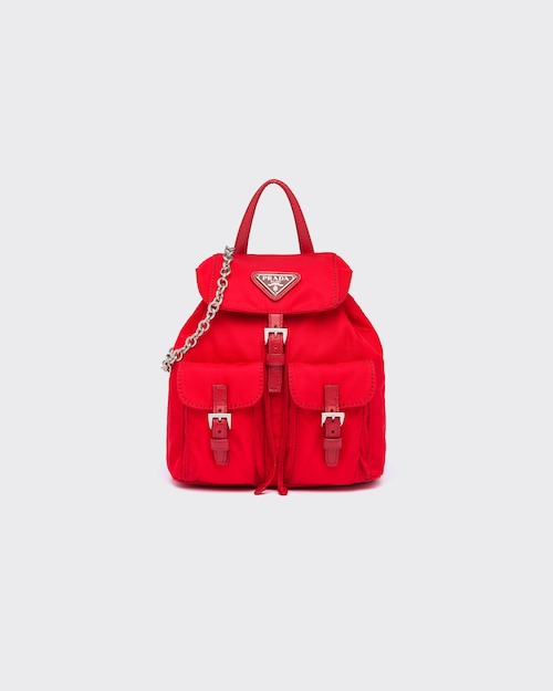 red nylon backpack