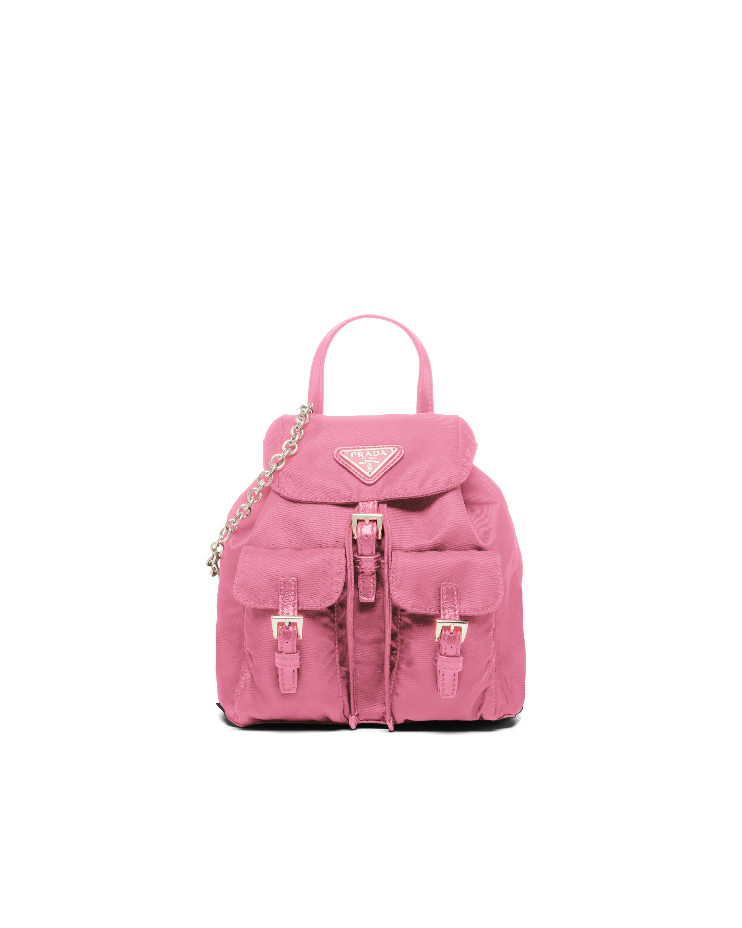 pink nylon prada bag