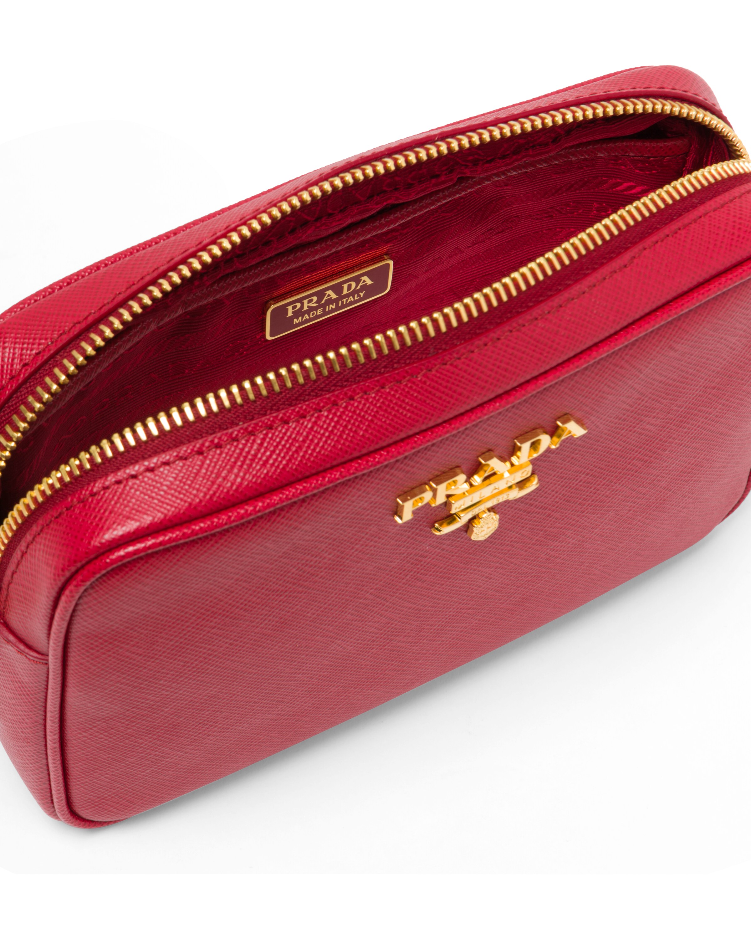 Fiery Red Leather Shoulder Bag Prada