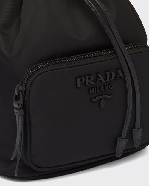 Black Prada Duet nylon bucket shoulder bag with braided trim Prada