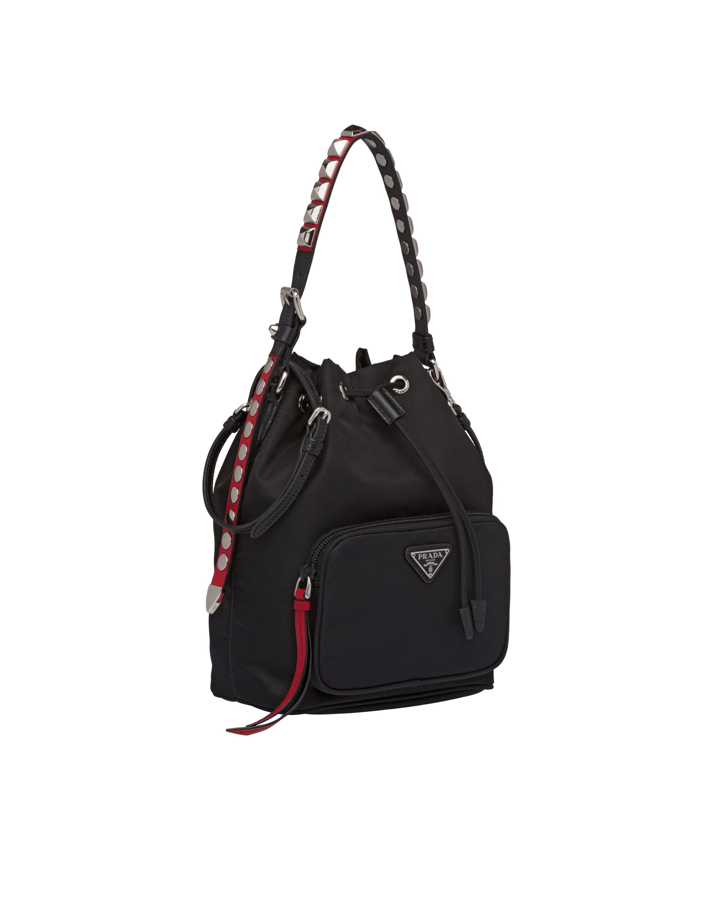 prada nylon studded shoulder bag