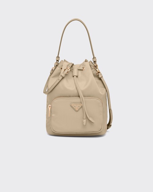 Desert Beige Prada Duet Re-Nylon Bucket shoulder bag | Prada