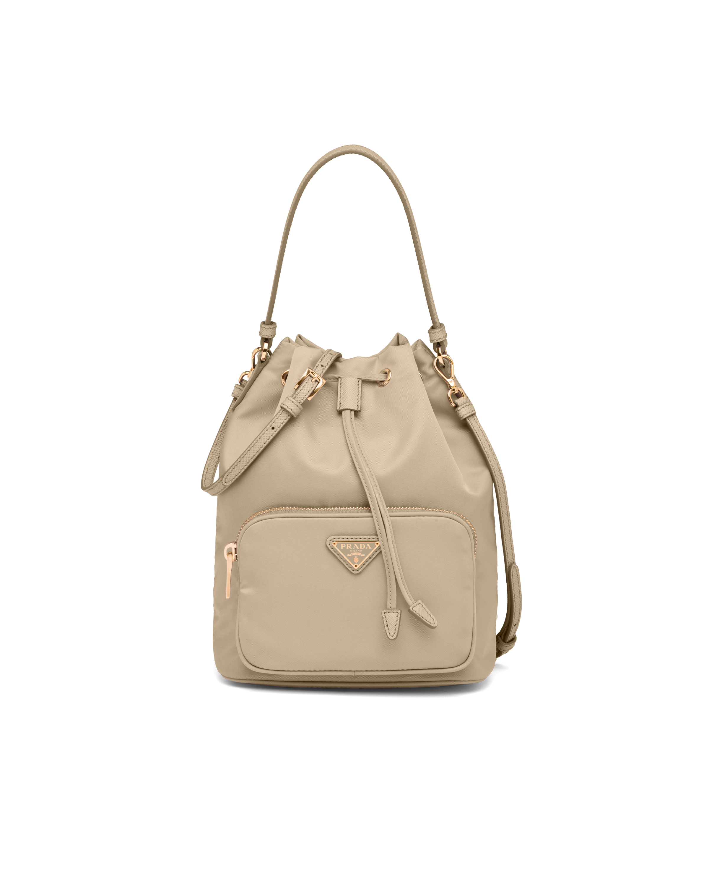 Prada Duet Bucket Bag Aus Re-nylon In Desert Beige