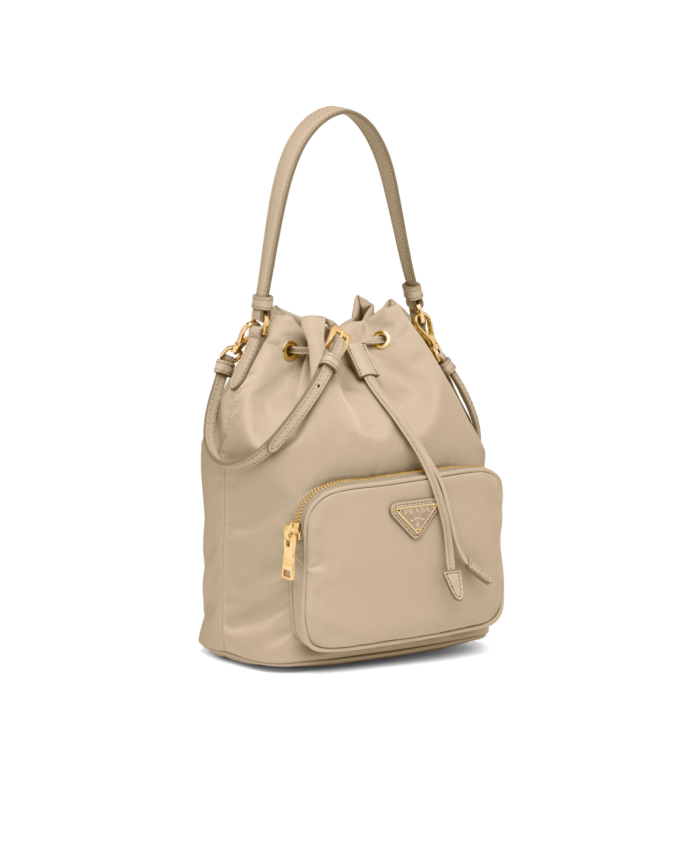 Prada - Nude Leather Bucket Bag With Shoulder Strap