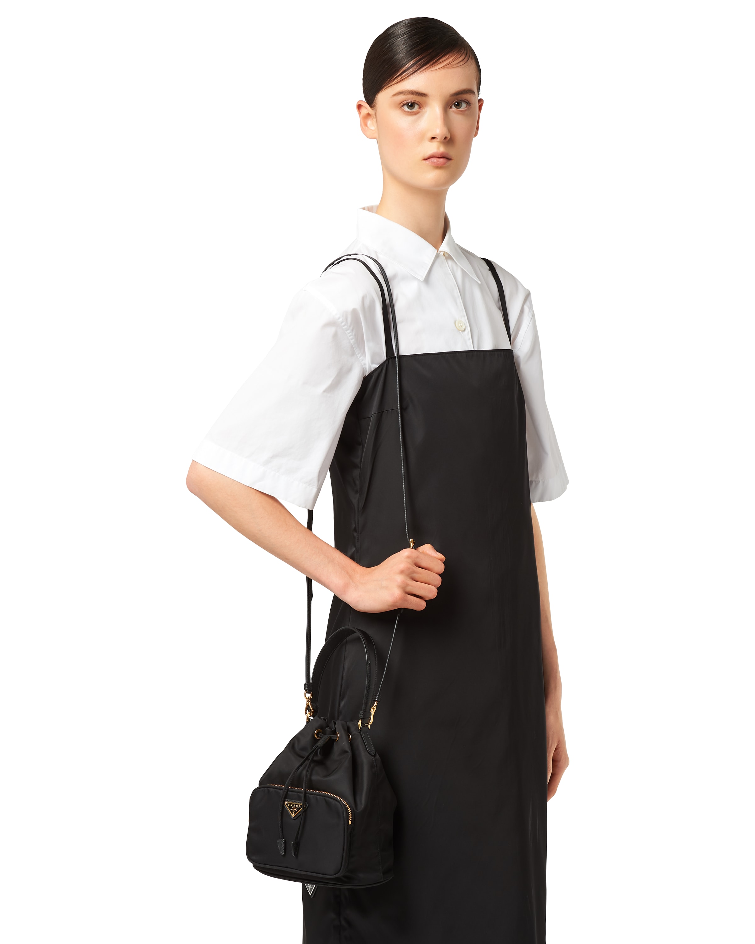 Black Nylon Prada Duet Shoulder Bag Prada