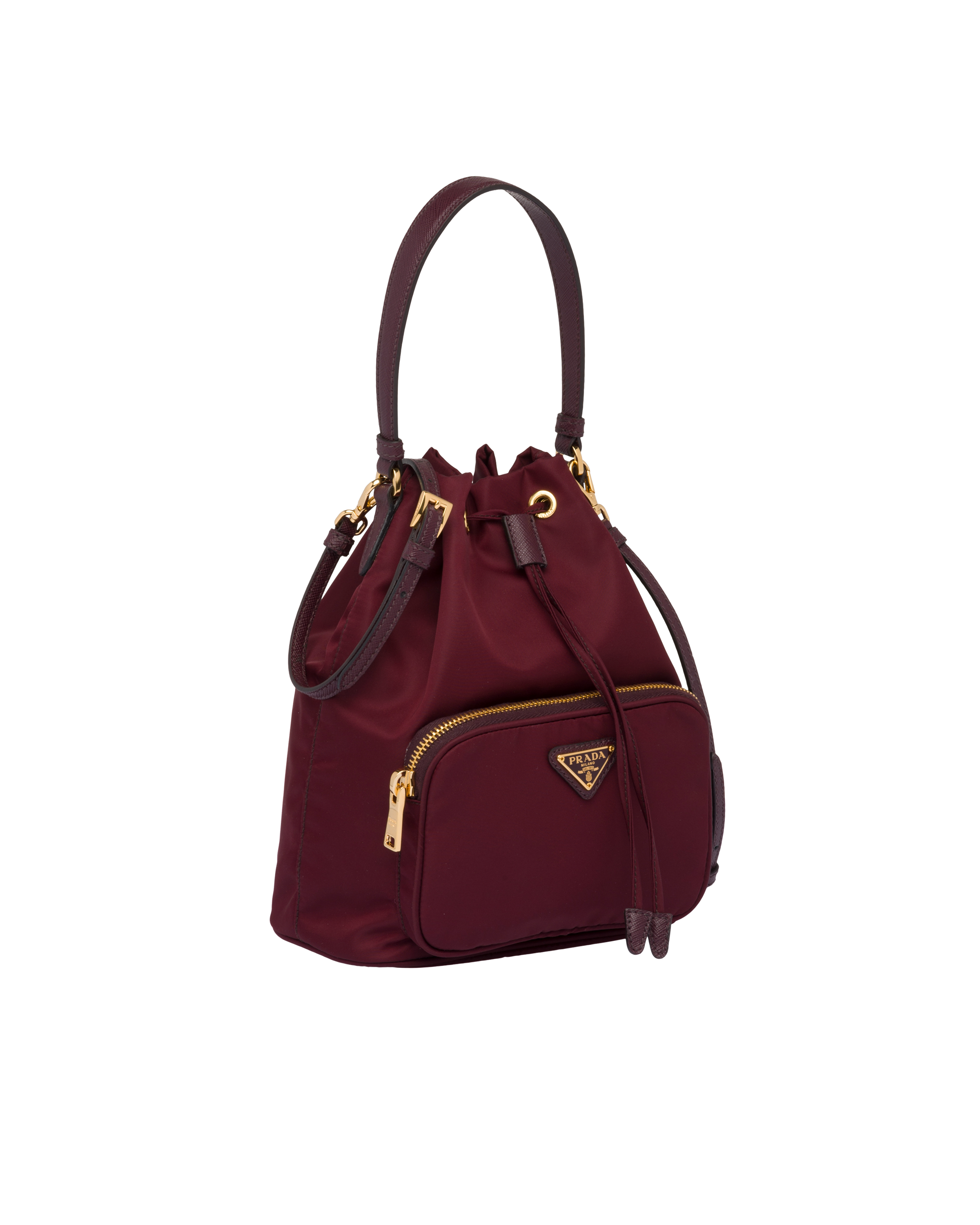 Burgundy Nylon Prada Duet Shoulder Bag