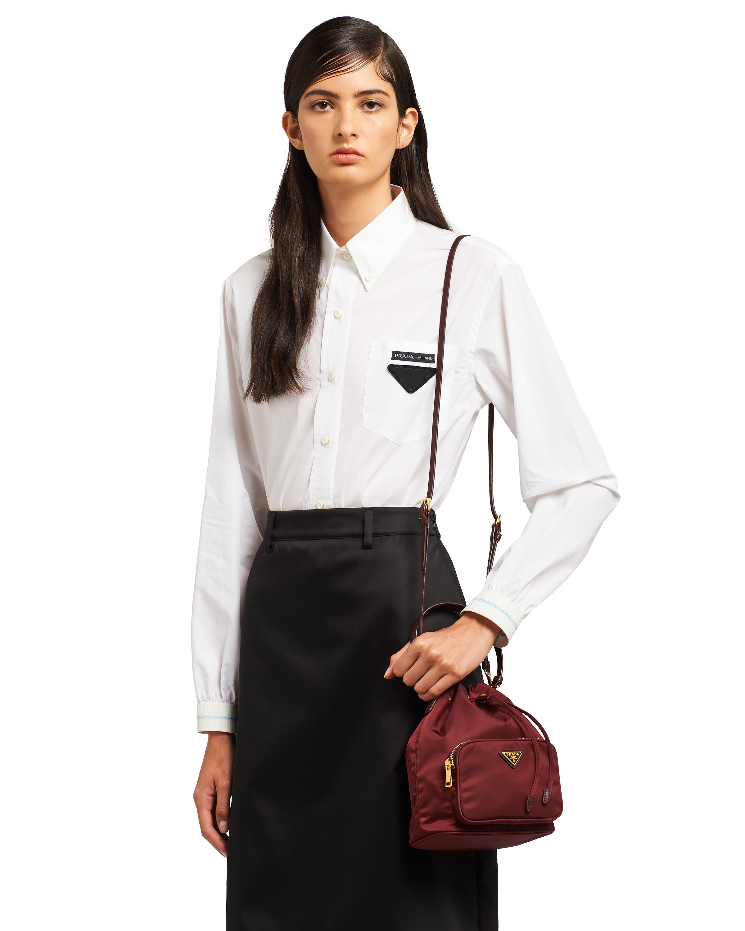 Prada duet 2024 leather shoulder bag