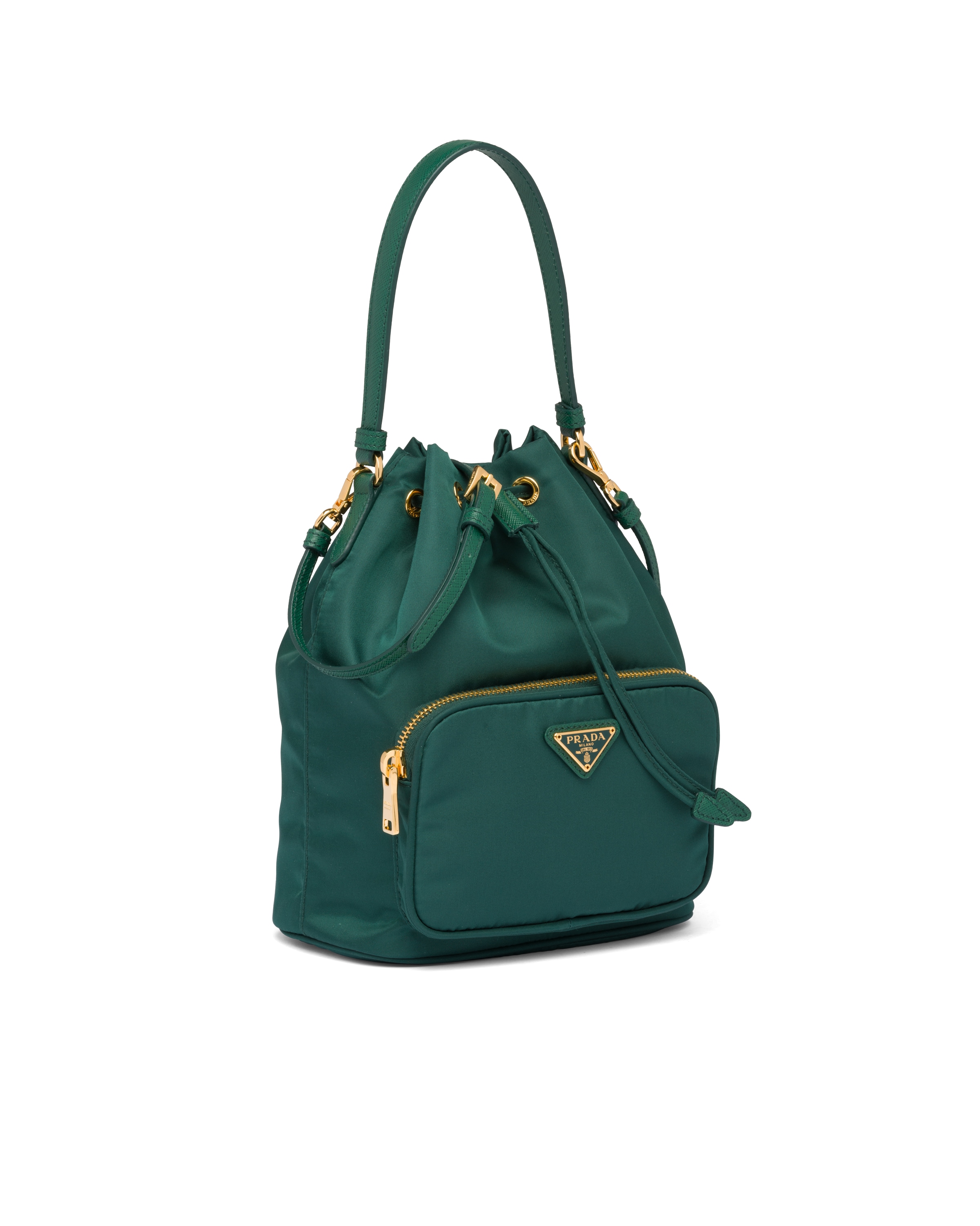 Oleander Green Nylon Prada Duet Shoulder Bag Prada