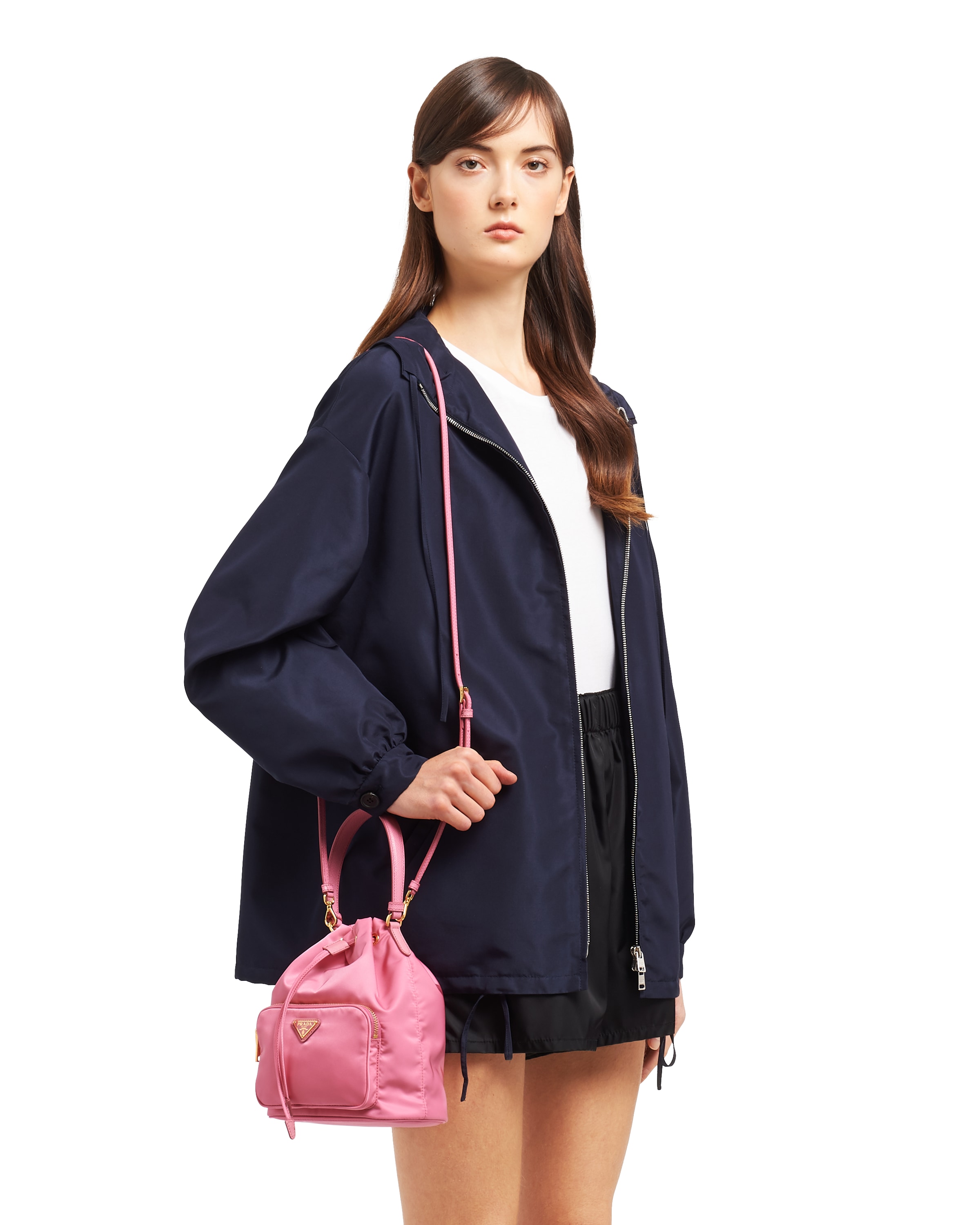 Begonia Pink Nylon Prada Duet Shoulder Bag Prada